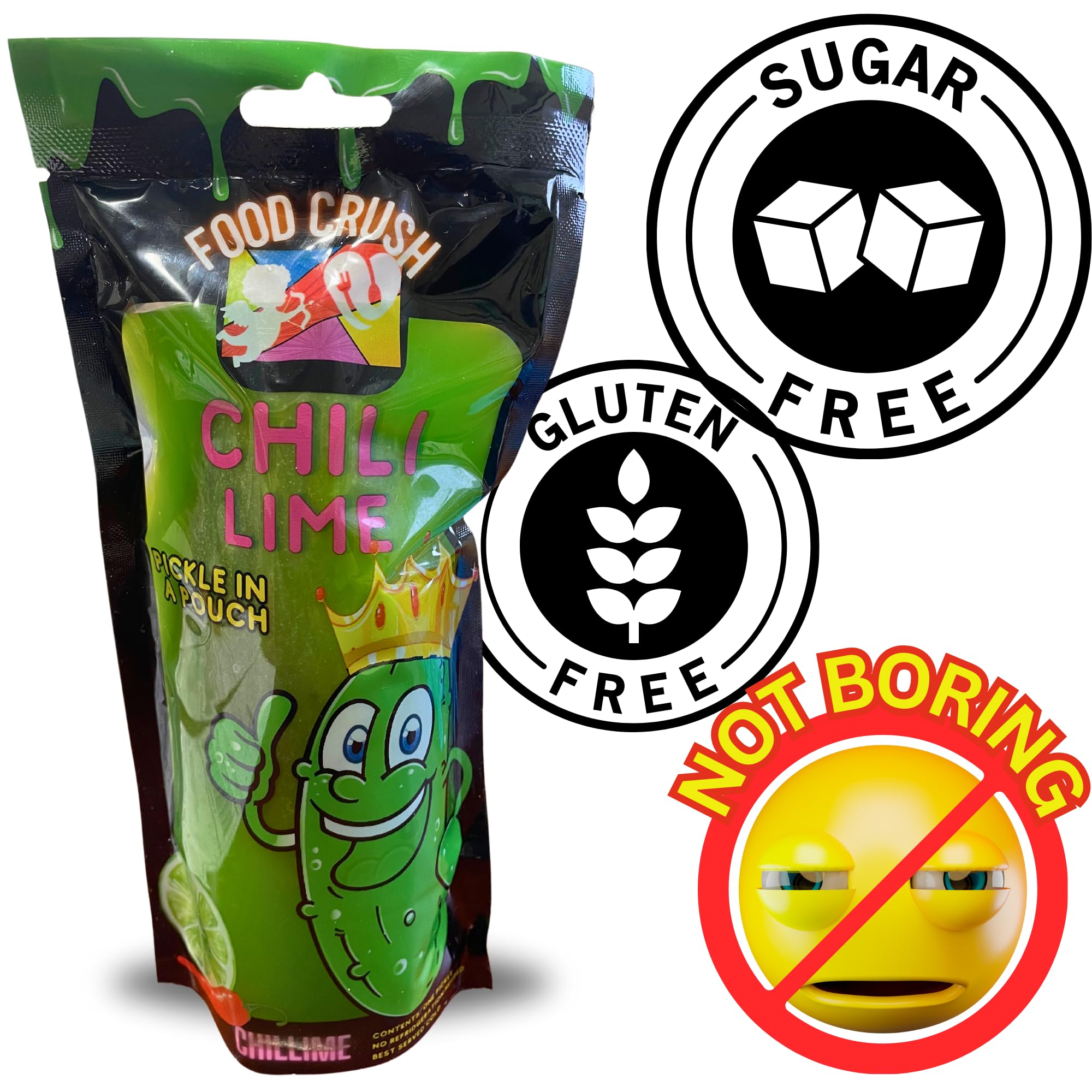 FoodCrush-Jumbo Pickles In A Pouch Variety Sampler (12 Pack) Individually Wrapped 6 Flavors – Cotton Candy, Blue Raspberry, Chamoy, Tiger’s Blood, Spicy Chili Lime, Grape-Tiktok Trend Items.
