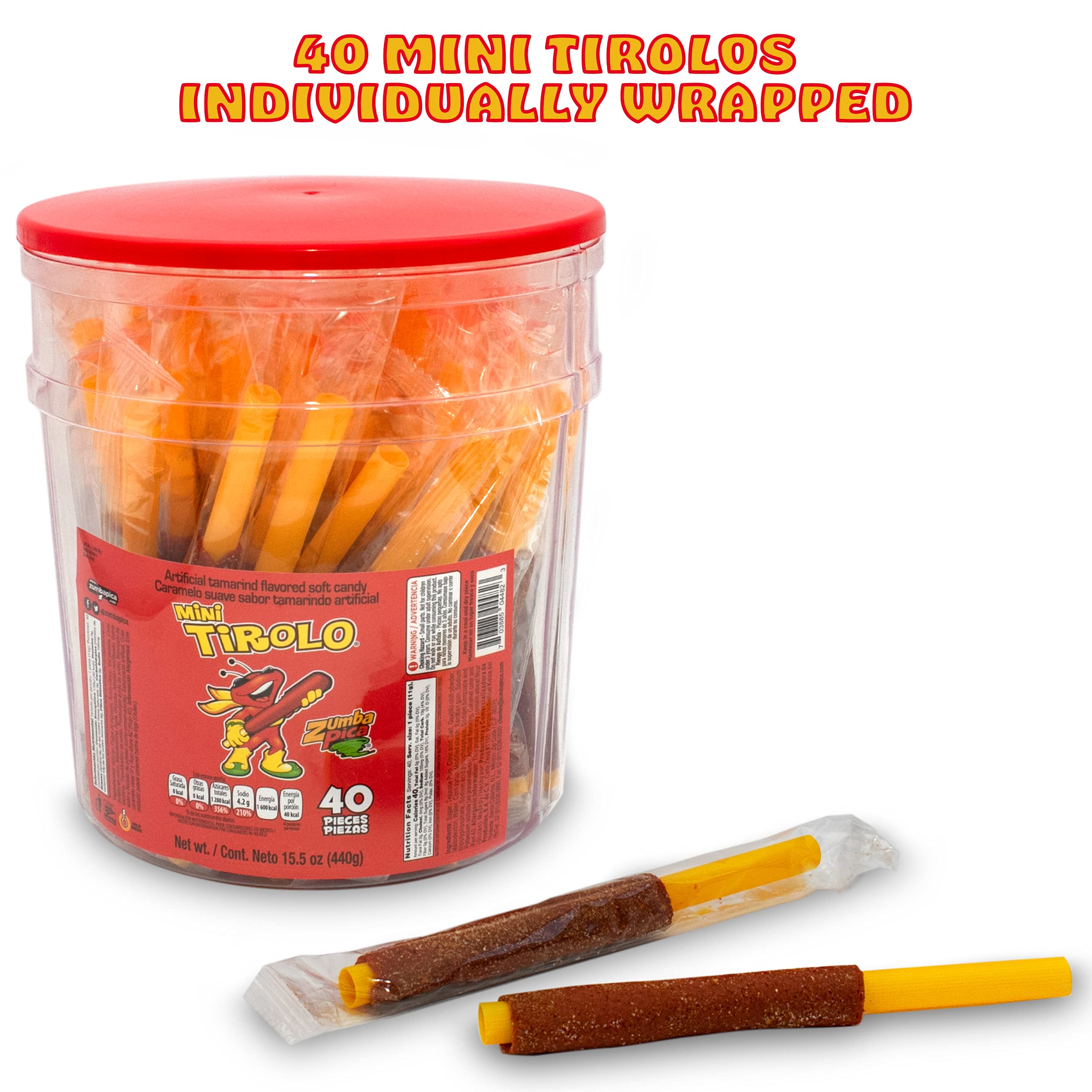 Zumba Pica Tirolo Tamarind Straw (10 Count) - Tamarindo Mexican Candy Sticks - Tamarindo Straws - Tamarind Candy - Tamarin Sticks - Tamarin Straws - Michelada Straws - Caramelo Suave Sabor Tamarindo