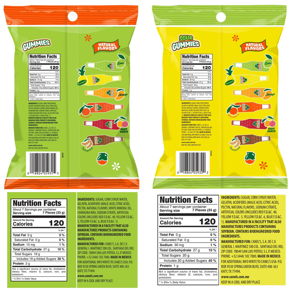Jarritos Sour Gummies Candy – 4 Pack of Mexican Candies with Natural Flavors - 2 Sour & 2 Original Bags – 6 Fruity Flavors – Tangy & Chewy Snack Treats - Variety Pack