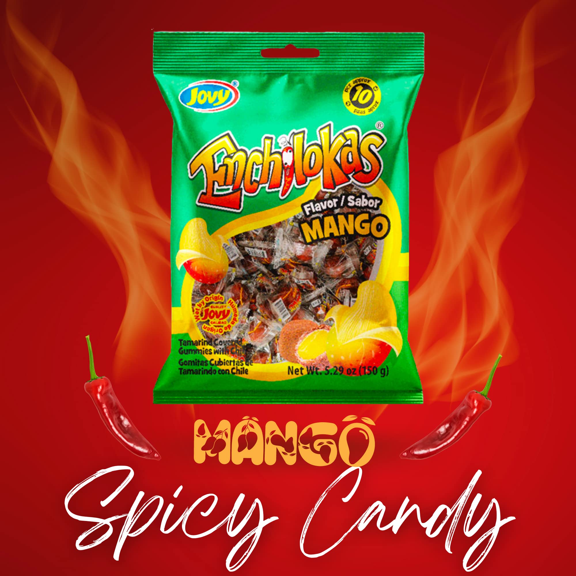 Sweetzo - Spicy Gummy Candy, Individually Wrapped Watermelon and Mango Tamarind Covered Gummies with Chili Powder, Shareable Mexican Candy Bags 5.29 ounce, Pack of 2 (Watermelon Mango)