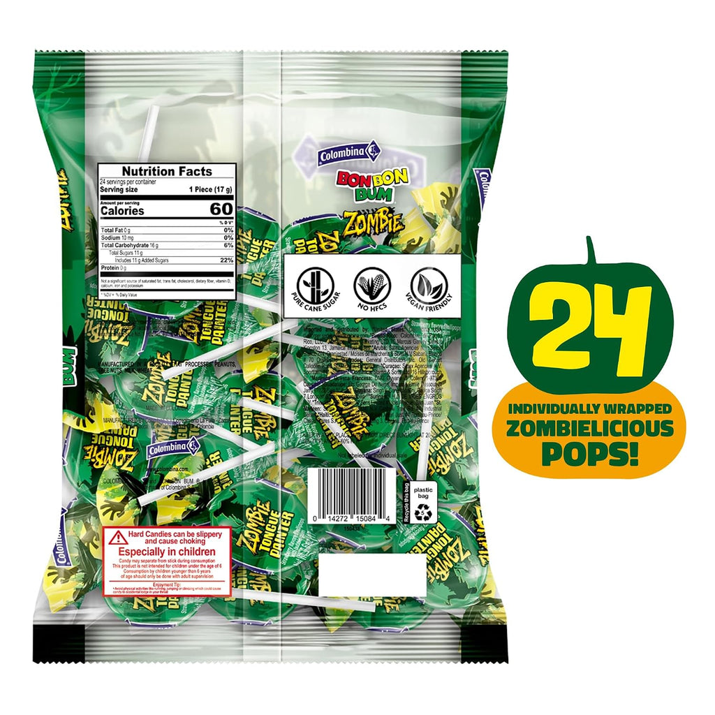 Colombina Bon Bon Bum Passion Fruit Lollipops, Tropical Fruit Hard Candy, Individually Wrapped Candy Pops for Parties, Candy Bowl Refill, Office or Classroom Rewards, 24 Count