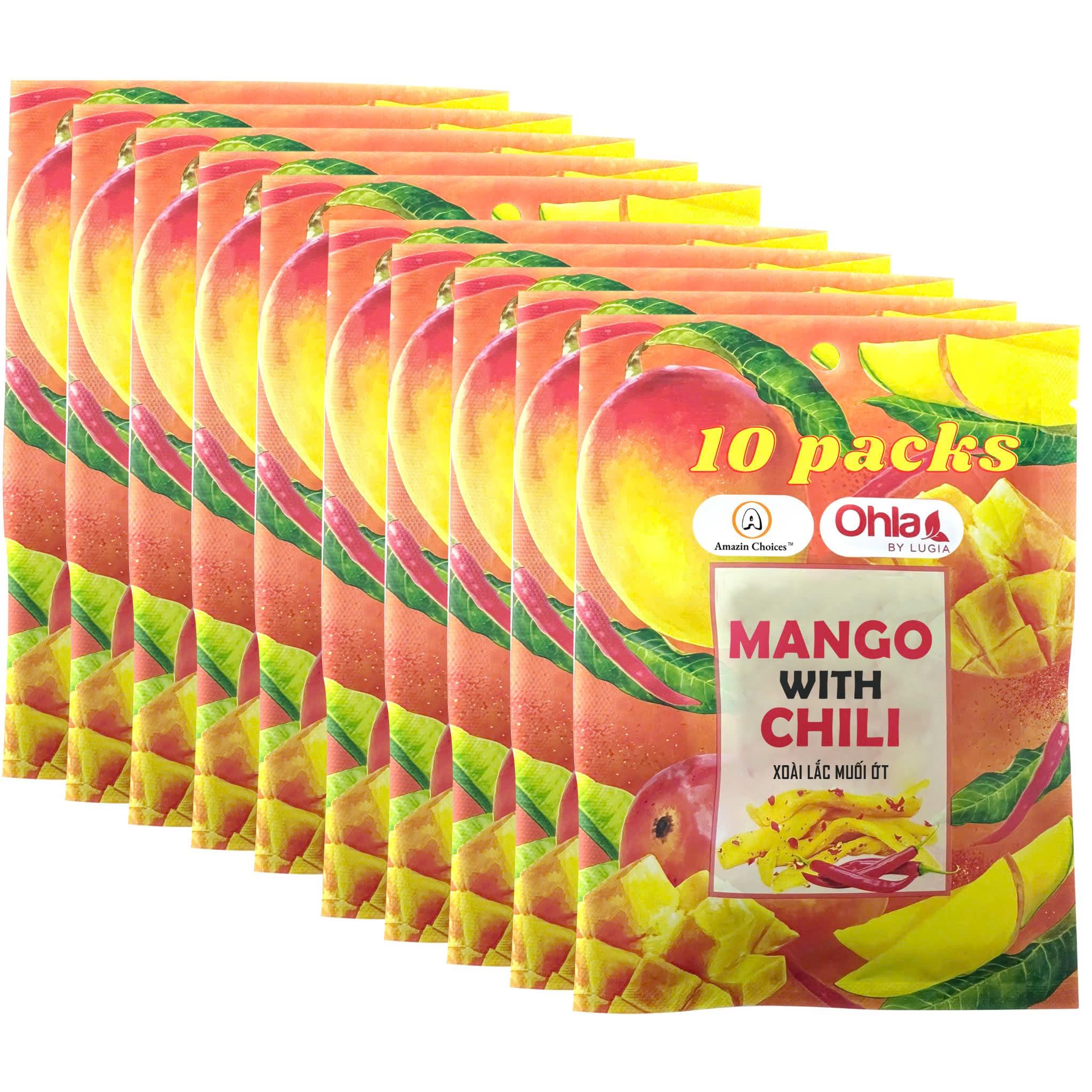 Spicy Dried Mango with Chili By Amazin Choices – Vegan Sweet & Hot Fruit Snacks, Non-GMO Dry Chamoy Mangoes Slices, Candy Bites, Gluten-Free Chili Snack Pack of 3 (1.76 oz x3)