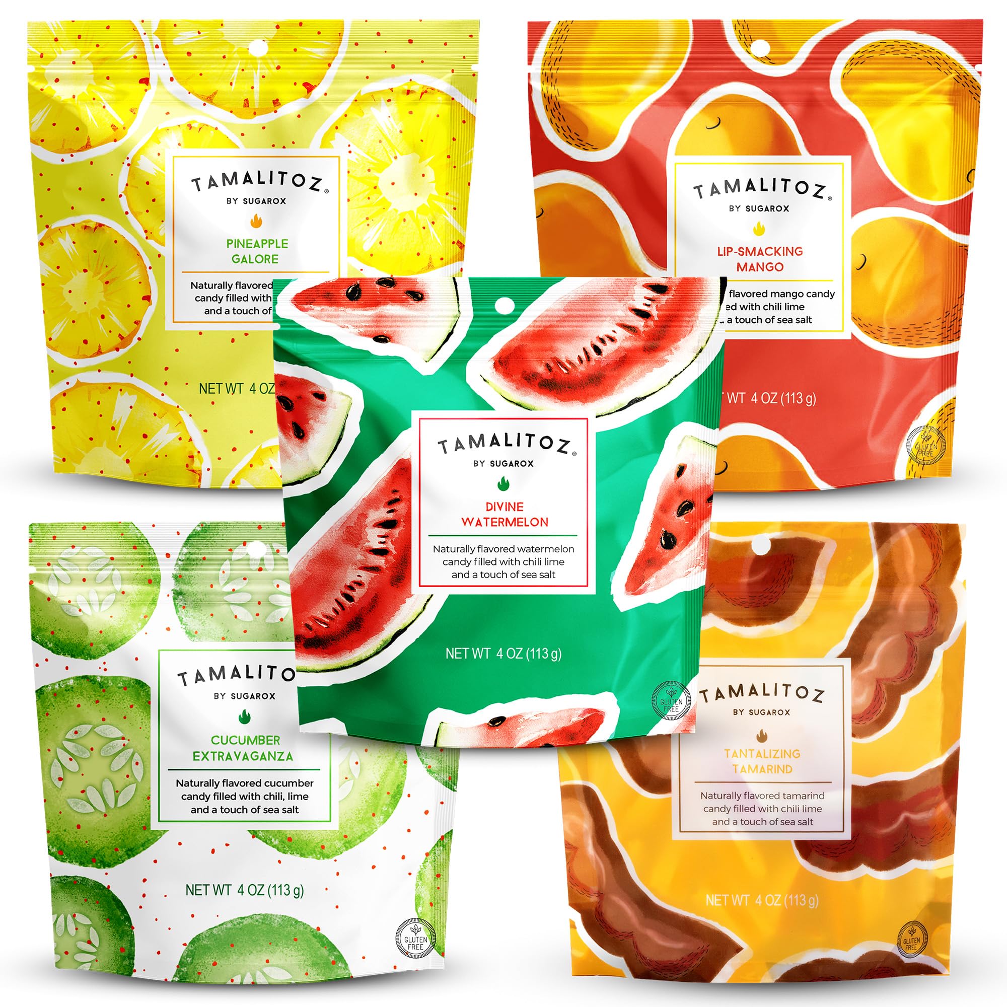Tamalitoz Variety Pack – Spicy Mexican Hard Candy with Chile, Lime & Sea Salt, 8 Flavors: Mango, Cucumber, Tamarind, Watermelon, Pineapple, Blood Orange, Green Apple, Cherry – 8 Bags (4oz Each)
