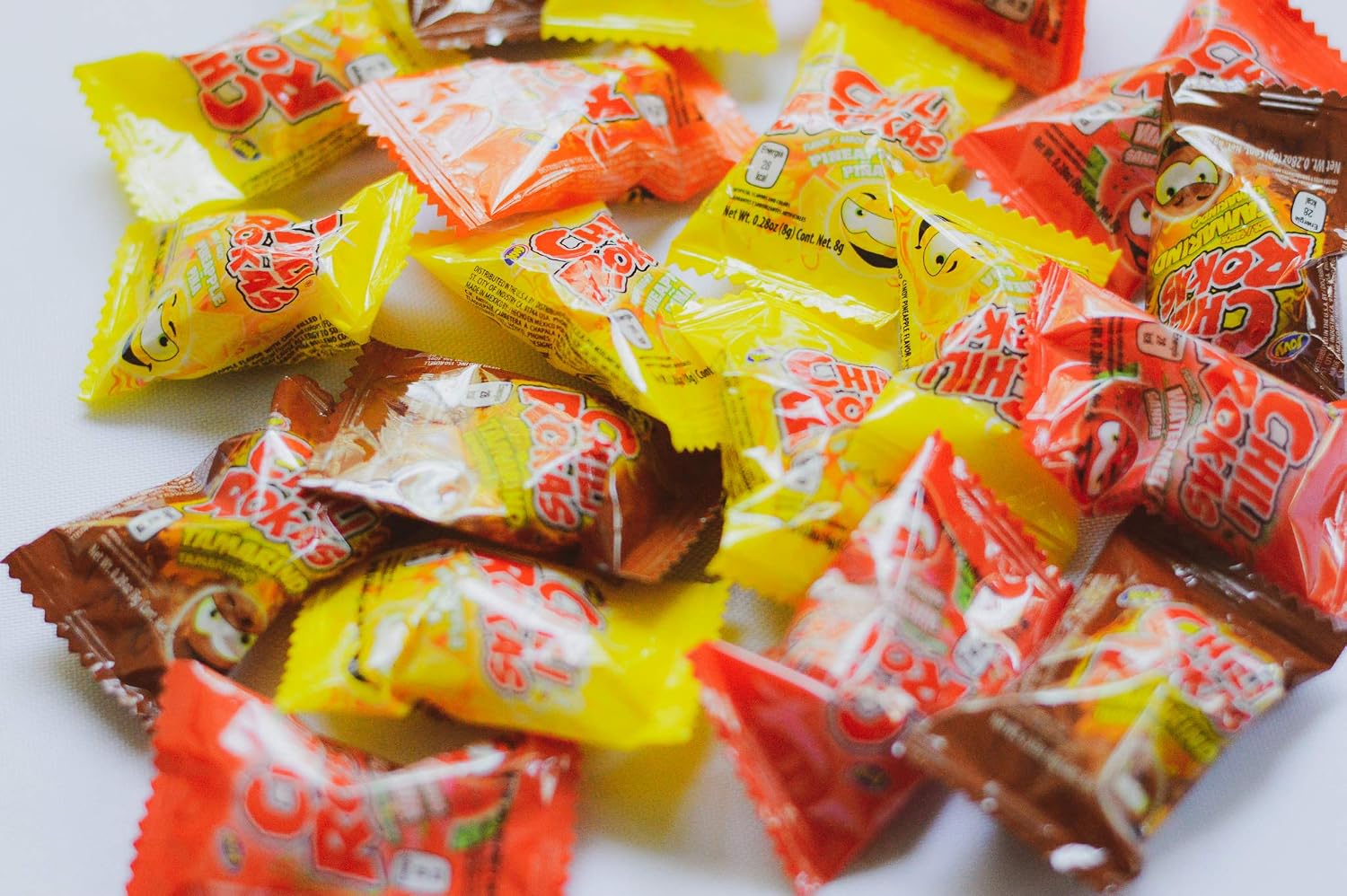 Chili Rokas Revolcadas (18 Pieces, 3 Pack), Assorted Mexican Candies, Sweet and Sour Hard Candy Pieces, Mexican Party Supplies, Chili-Covered Snacks, Individually Wrapped Candies