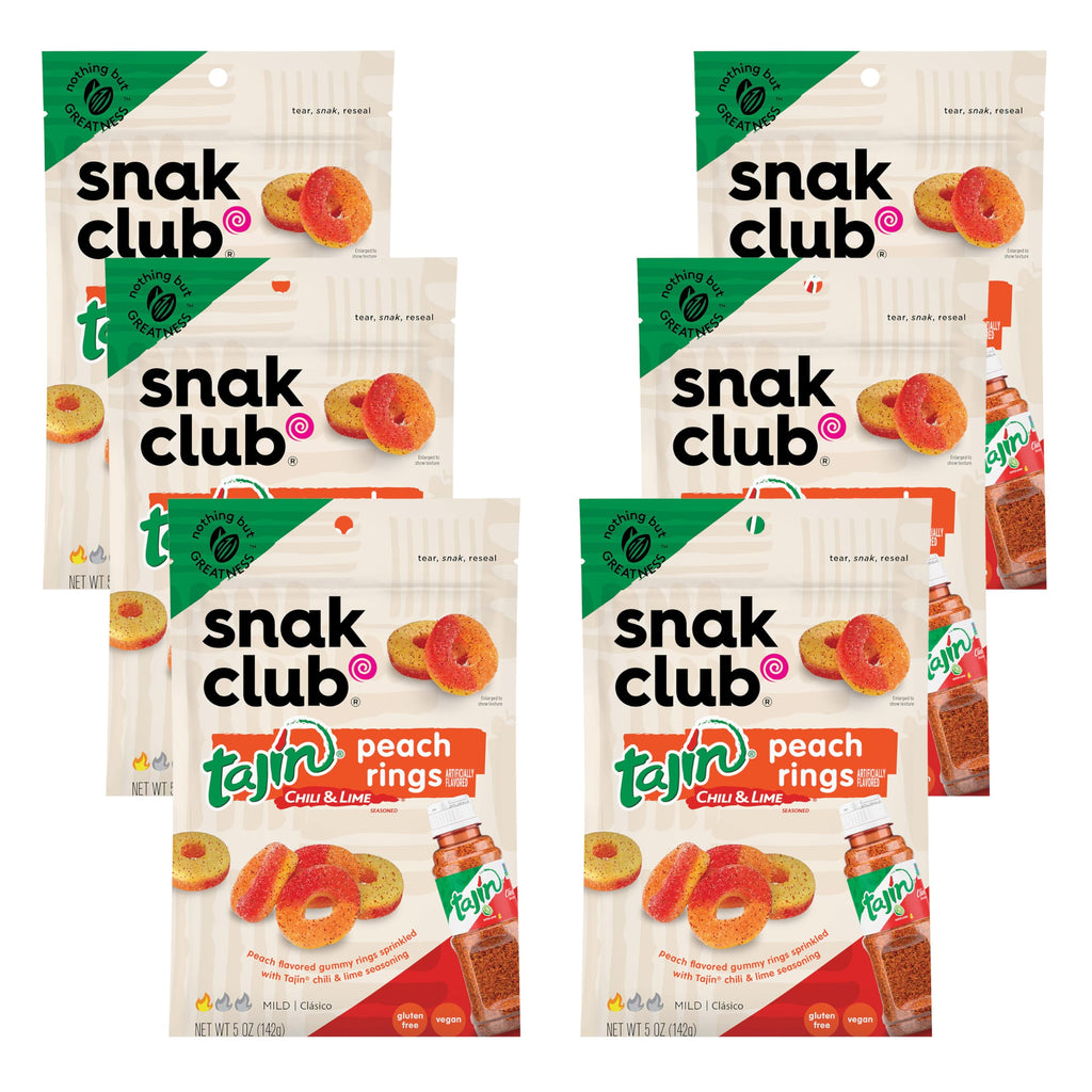 Snak Club Tajin Watermelon Rings, Chili & Lime Gummy Snacks, Mild in Heat Bold in Flavor, Gluten-Free Snack, 2.25oz,(Pack of 12)