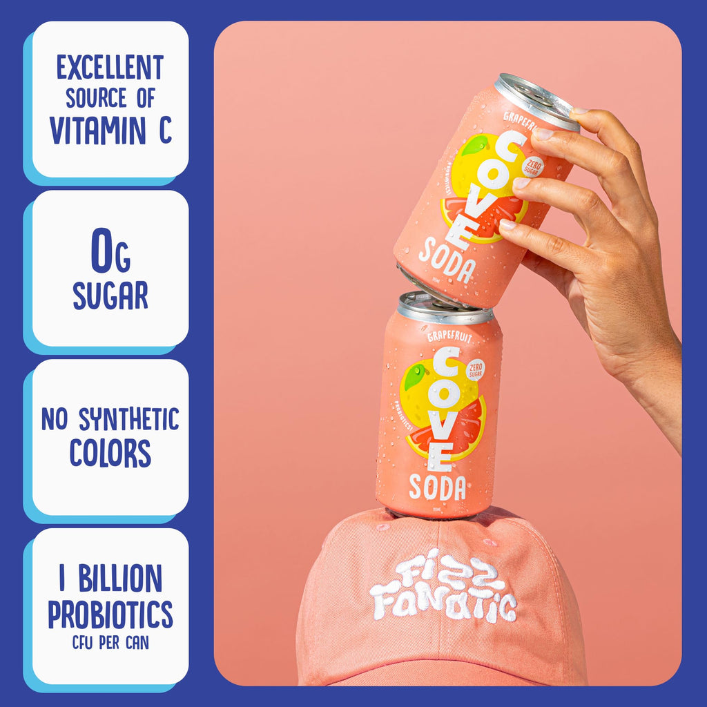 Cove Prebiotic Soda Soft Drinks with Zero Sugar - Refreshing Healthy Soda Alternative with 4g of Fiber for Digestive Support - Natural, Caffeine Free Sparkling Beverage - Frozen Favorites, 12 Pack
