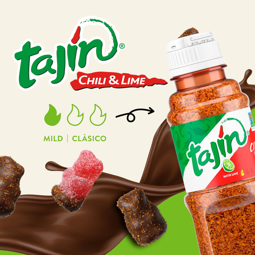 Snak Club Tajin Gummy Candy Fruit Rings, Gummies with Chili and Lime Seasoning, Mild Spice, Gluten-Free and Vegan Snacks, Assorted Variety, Mango, Pineapple, Peach, Watermelon, Snack Size 12 Pack
