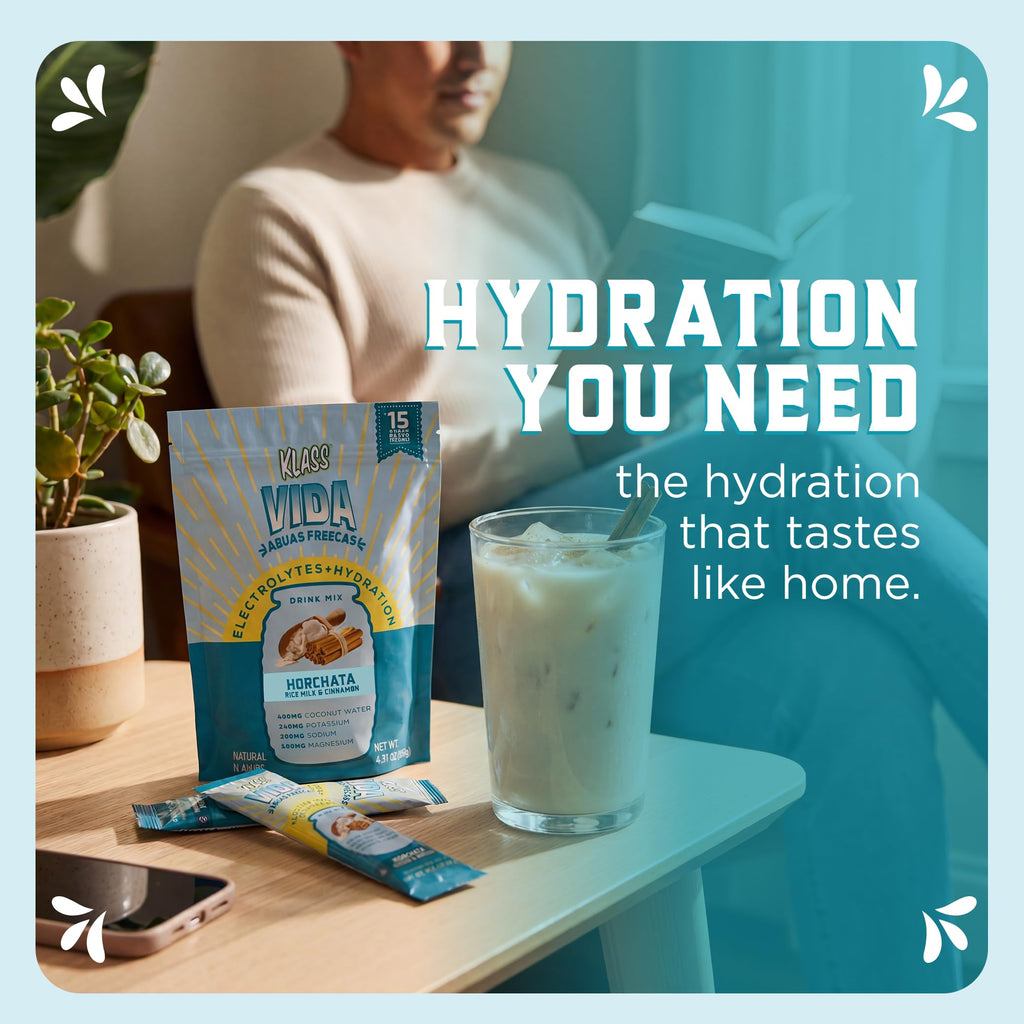 KLASS VIDA Daily Hydration Pineapple Agua Fresca Electrolyte Powder Packets | Sugar Free Electrolyte Drink Mix | Hydration Packets with Coconut Water & Minerals | 15 Stick Packs