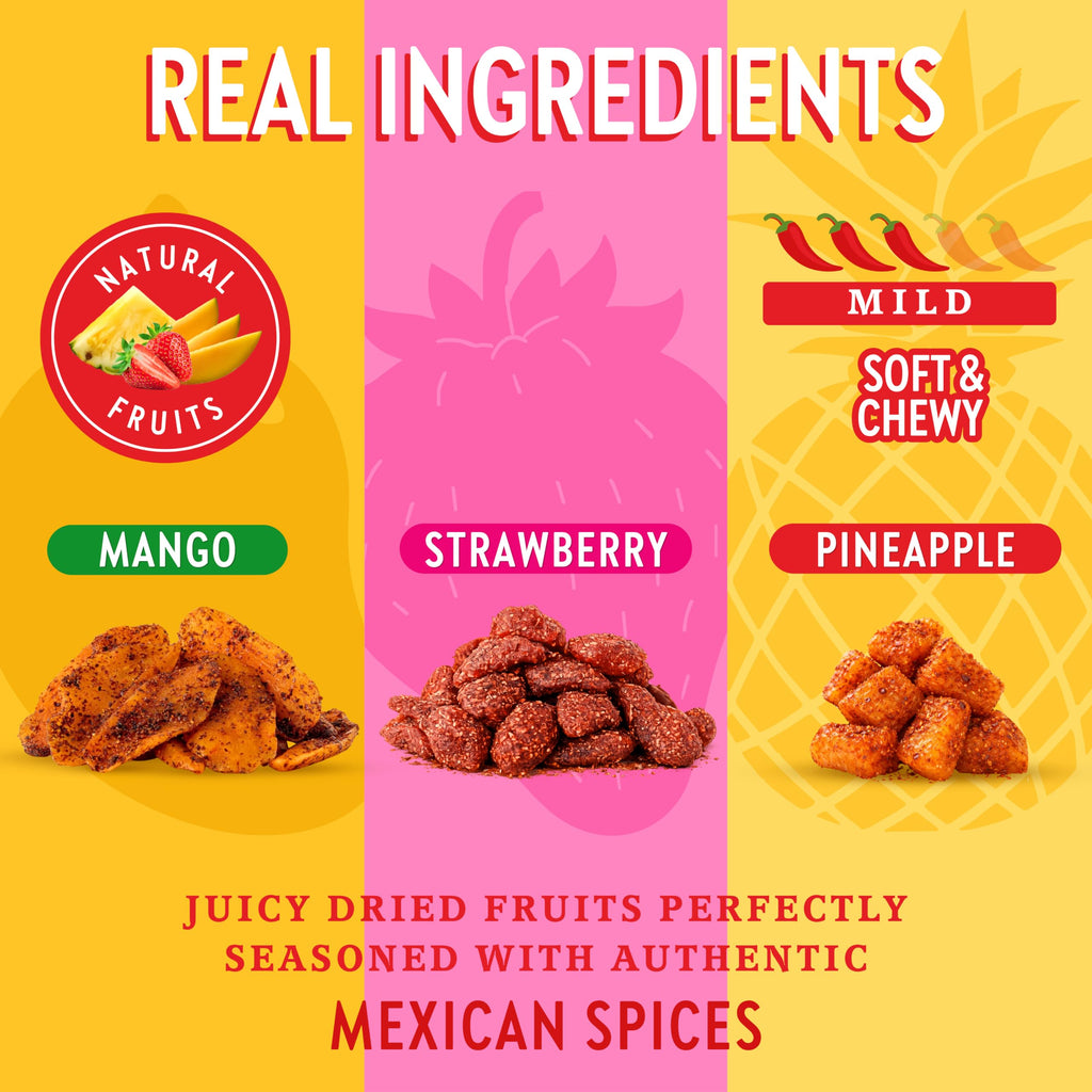 CHUZA Spicy Dried Mango Snacks Bites (4.5 oz. Pack of 2) – Mexican Candy Style Sweet Chili Dried Mango, with Chili Seasoning, Chili Powder, Dried Fruit Snacks, Spicy Snacks