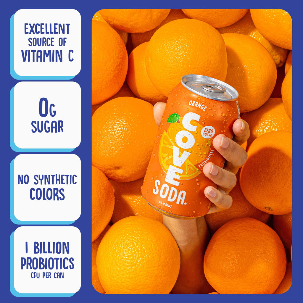 Cove Prebiotic Soda Soft Drinks with Zero Sugar - Refreshing Healthy Soda Alternative with 4g of Fiber for Digestive Support - Natural, Caffeine Free Sparkling Beverage - Frozen Favorites, 12 Pack