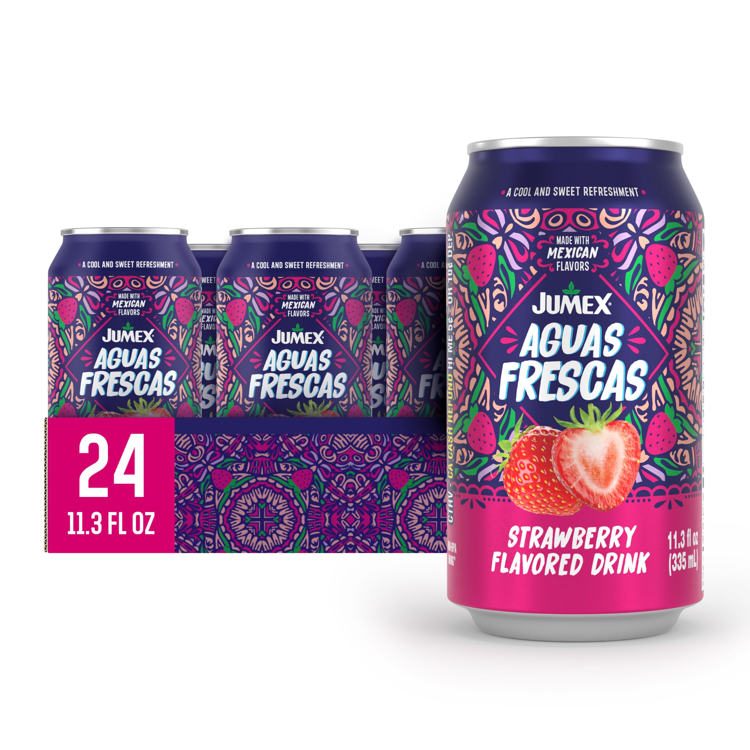 Jumex Aguas Frescas Hibiscus - Classic Mexican Soft Drinks - Hibiscus Drink for Cocktail Mixers & Mexican Food - Agua de Jamaica Flavored Water - Non Carbonated Non Alcoholic Beverages - 11.3oz, 24 Pack
