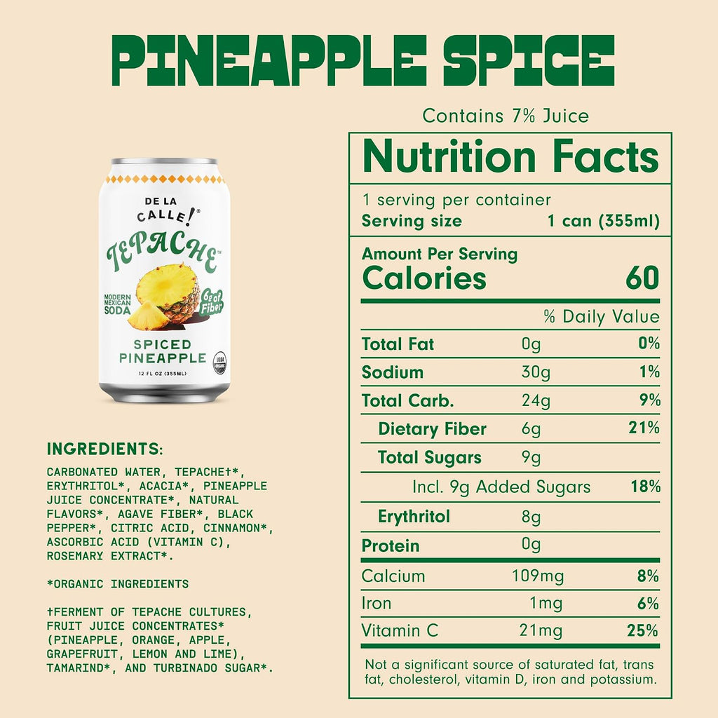 De La Calle Organic Traditional Pineapple Spice Tepache, 12 FZ