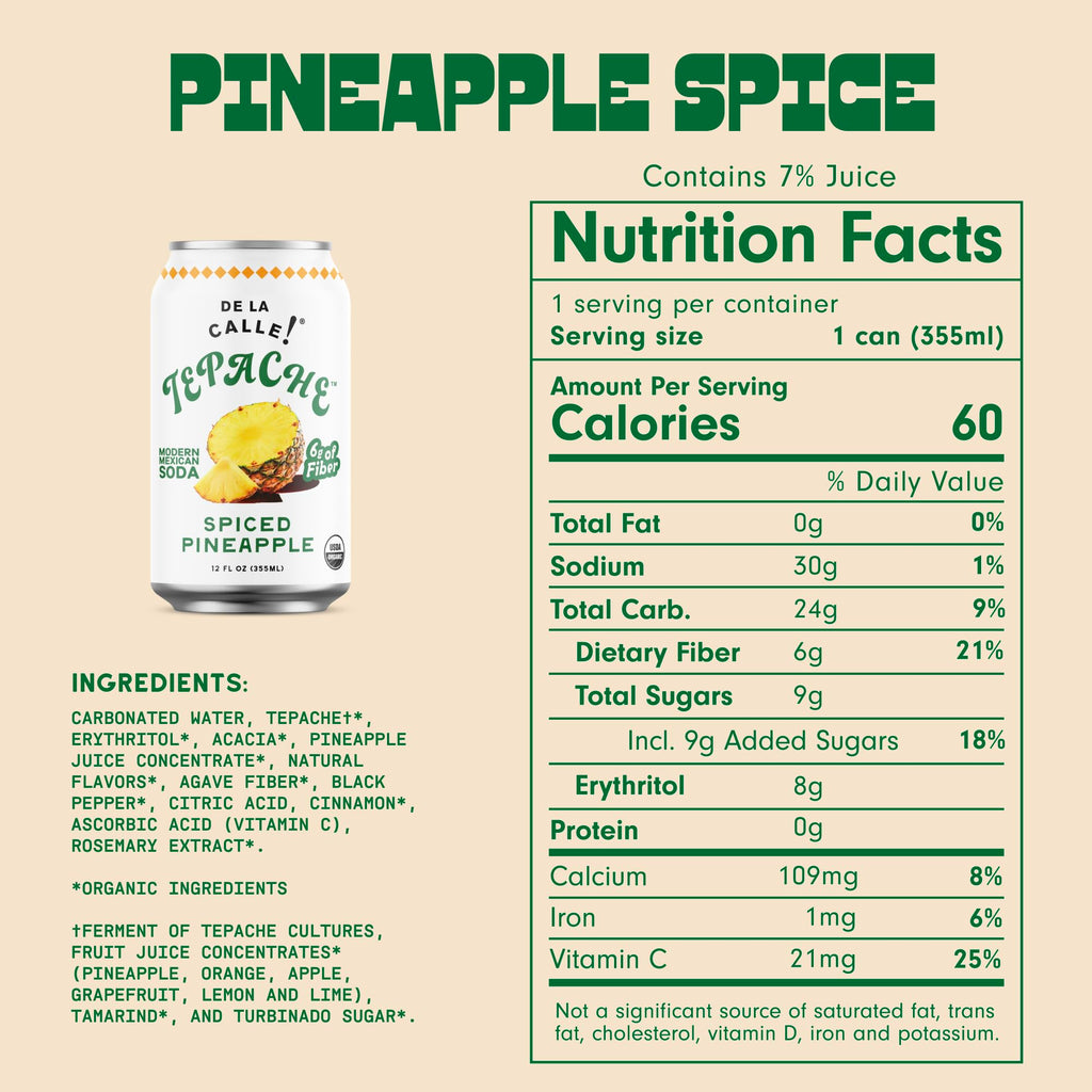 De La Calle Tepache - Mixta Variety Pack - Modern Mexican Soda - Craft Fermented Pineapple Sparkling Beverage - Certified Organic, Non-Alcoholic, Healthy Soda, Low Sugar, Low Calorie, Non-GMO