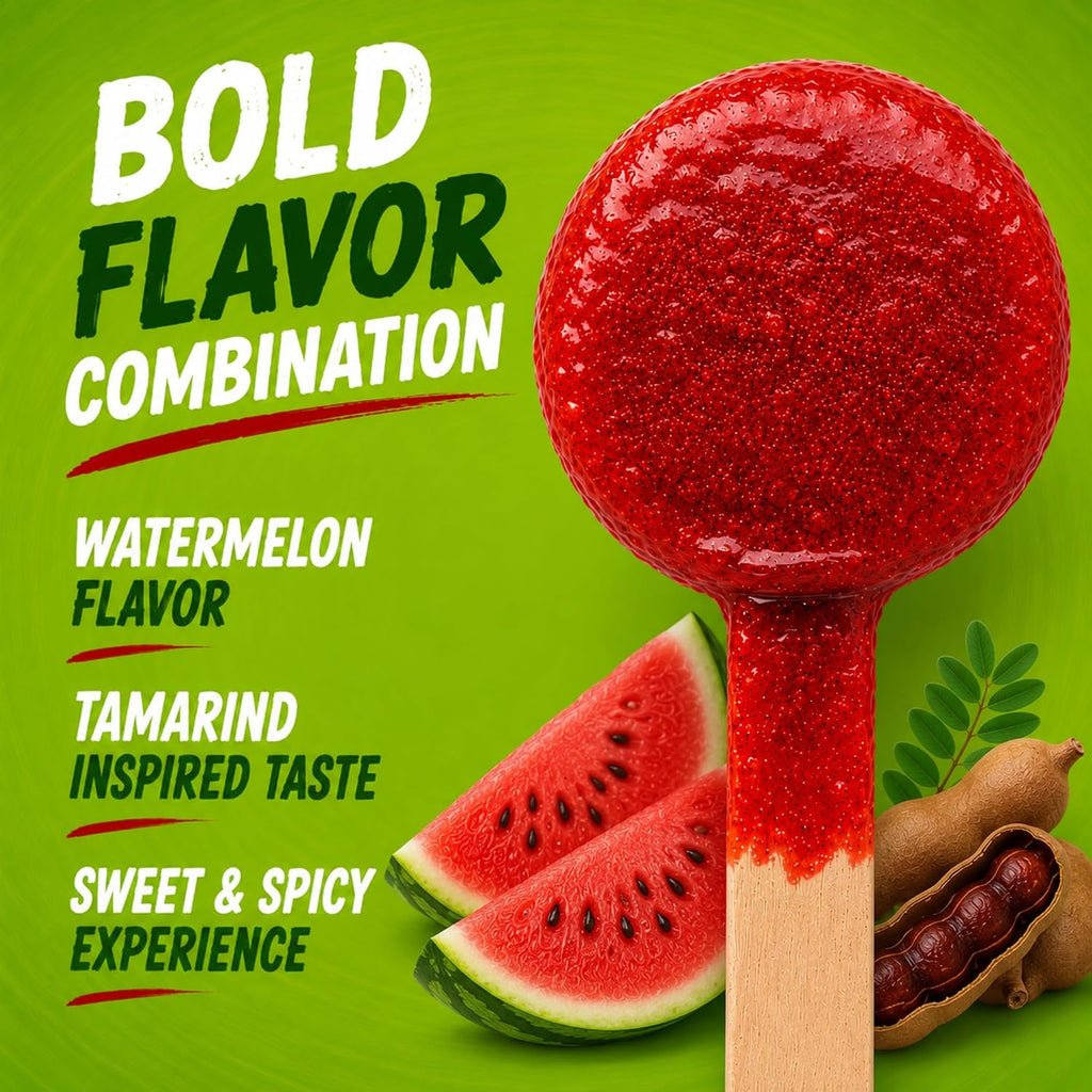 Ricaleta Paletas Sabor Sandia Watermelon Tamarindo Candy Box, Spicy Candy Style Tamarindo Candies for Parties, Kids Treat Bags, Pinatas and Fun Snacking, 25 Count Individually Wrapped