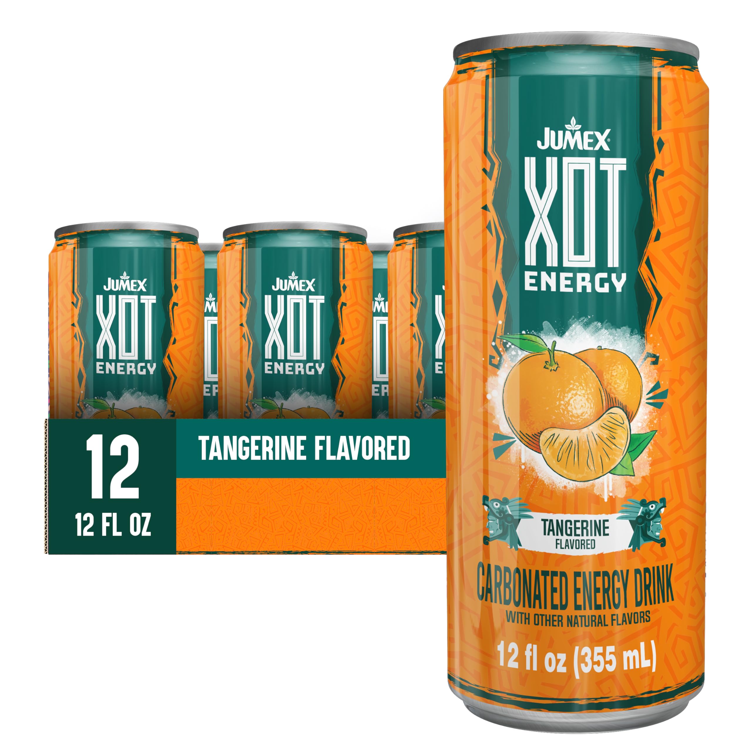 Jumex XOT Energy Drink - Fruit Punch - Natural Caffeine from Mexican Coffee Beans - Carbonated Preworkout with Vitamin B2, B3, B5, B12 - Mexican Drinks - Bebidas Energéticas - 12 Fl oz, 12 Pack Cans