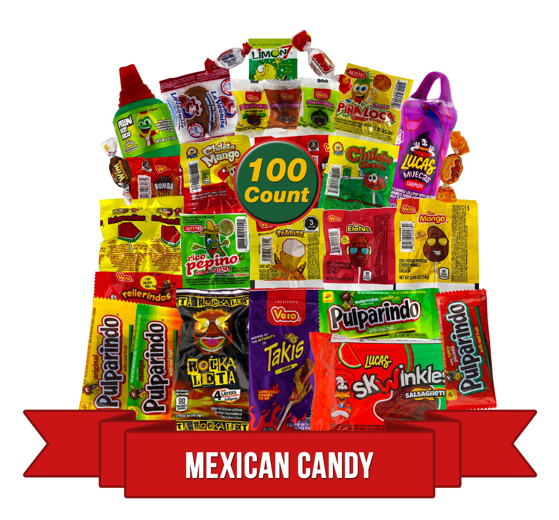 Mexican Candy Mix Dulces Mexicanos surtidos candy, Such as Sweet, Sour and Chili with Tangy taste of our Variety Pack (50 Count) by LookOn.