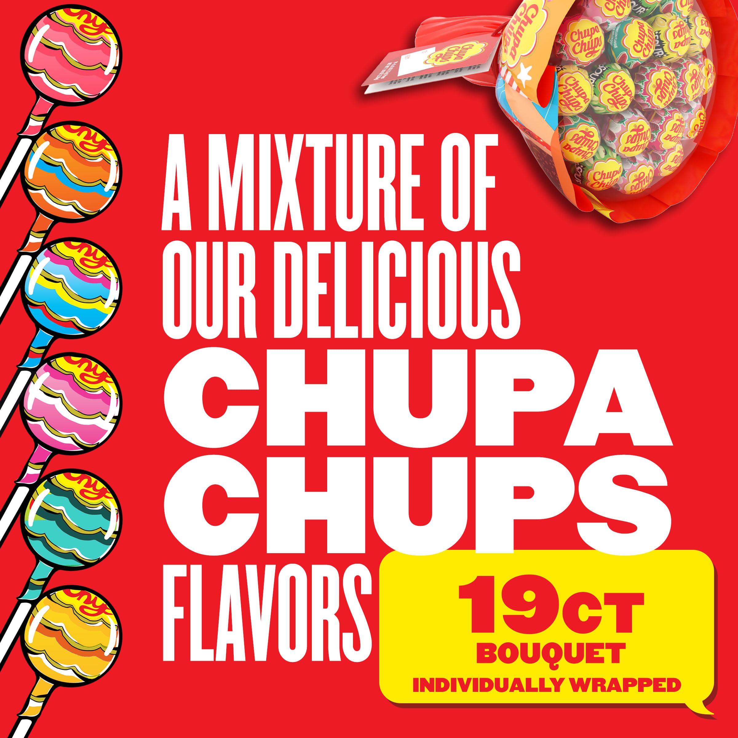 Chupa Chups Mini Lollipop Assortment, Five Flavors, Easter Candy Bulk, Easter Basket Essentials Stuffers for Kids and Adults, Individually Wrapped, 50.8 Ounce Bag (240 Suckers)