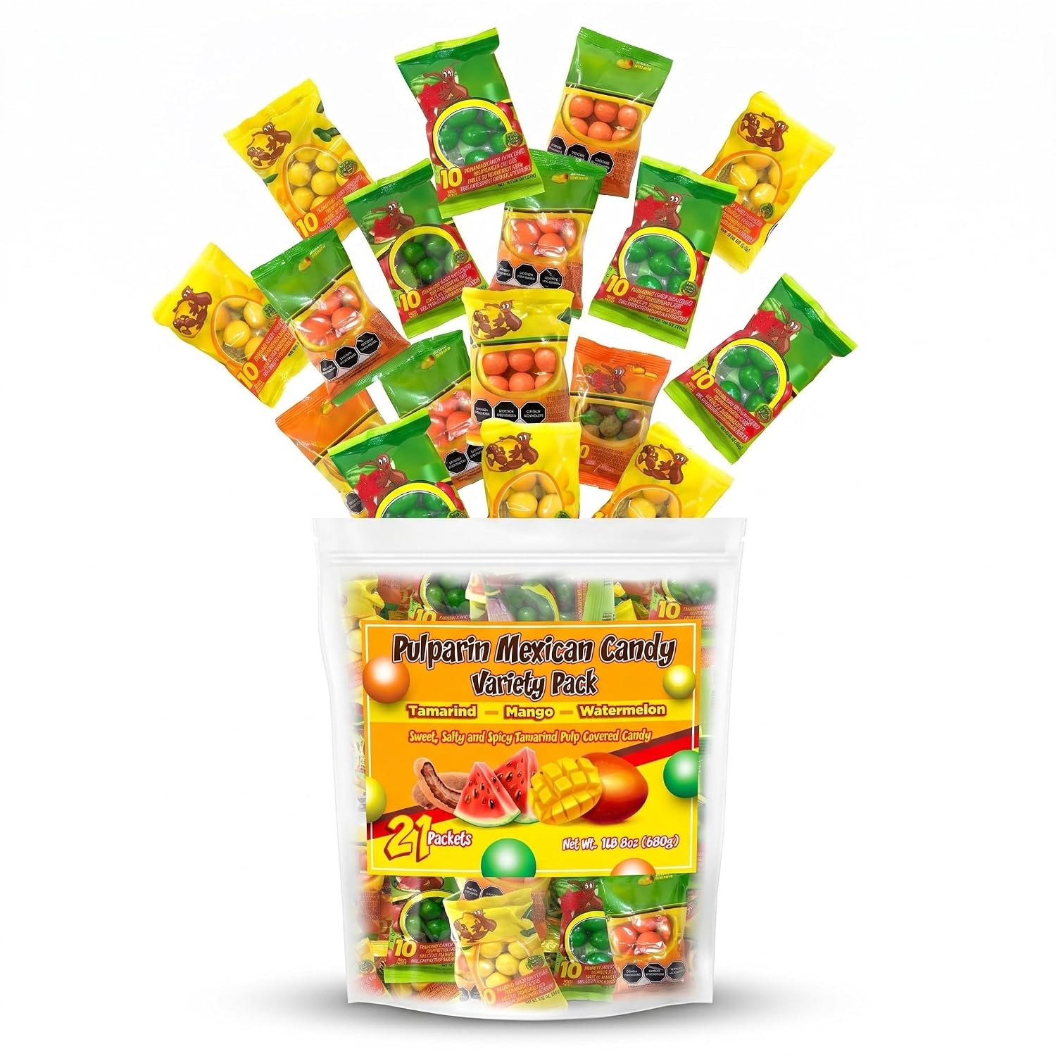 Tamarindo Dots Mexican Candy Variety Pack, 21 Packs of Spicy, Sweet, and Salty Tamarind Fruit Flavors (Tamarindo, Mango, Watermelon)