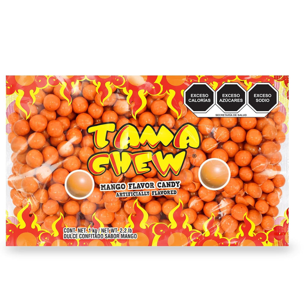 TAMA CHEW Mexican Mango Candy 2.2 lb (1 kg) Bulk Bag - Sweet & Spicy Chili Tamarind Filled Candy Coated Balls, Authentic Mexican Snacks for Party, Piñata & Sharing