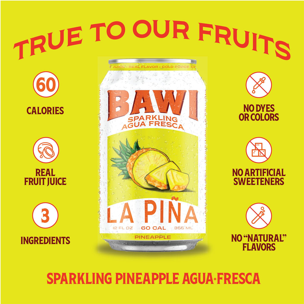 Bawi La Guayaba Sparkling Agua Fresca, Pink Guava with hints of Orange and Hibiscus, 12 Pack, 480 ml