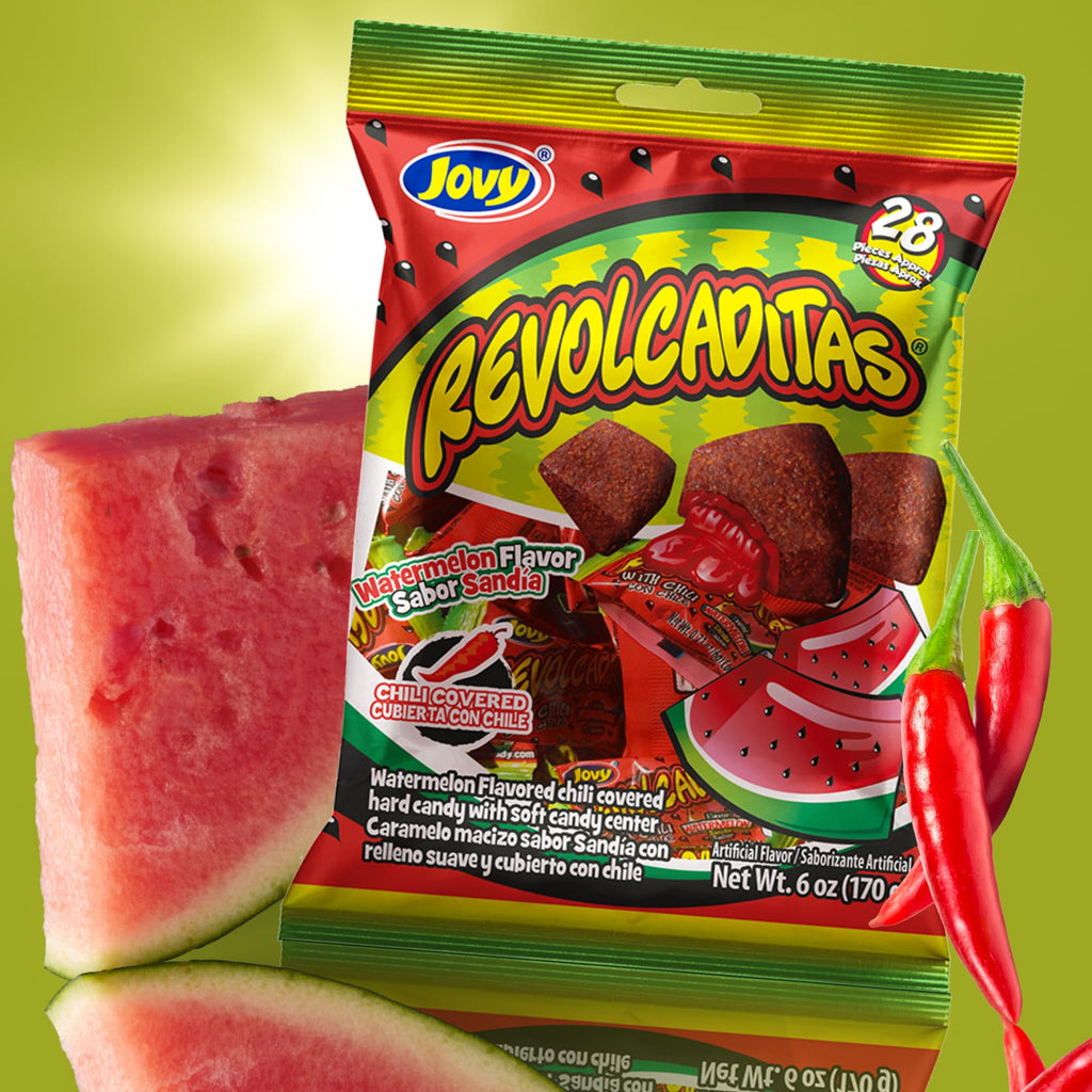 Sweetzo - Sweet and Spicy Hard Candies Covered in Chili Powder, Watermelon Flavored Individually Wrapped Mexican Candies for Sharing, Pinatas or Goody Bag Fillers, 6 ounce Bags, Pack of 2 (Watermelon)