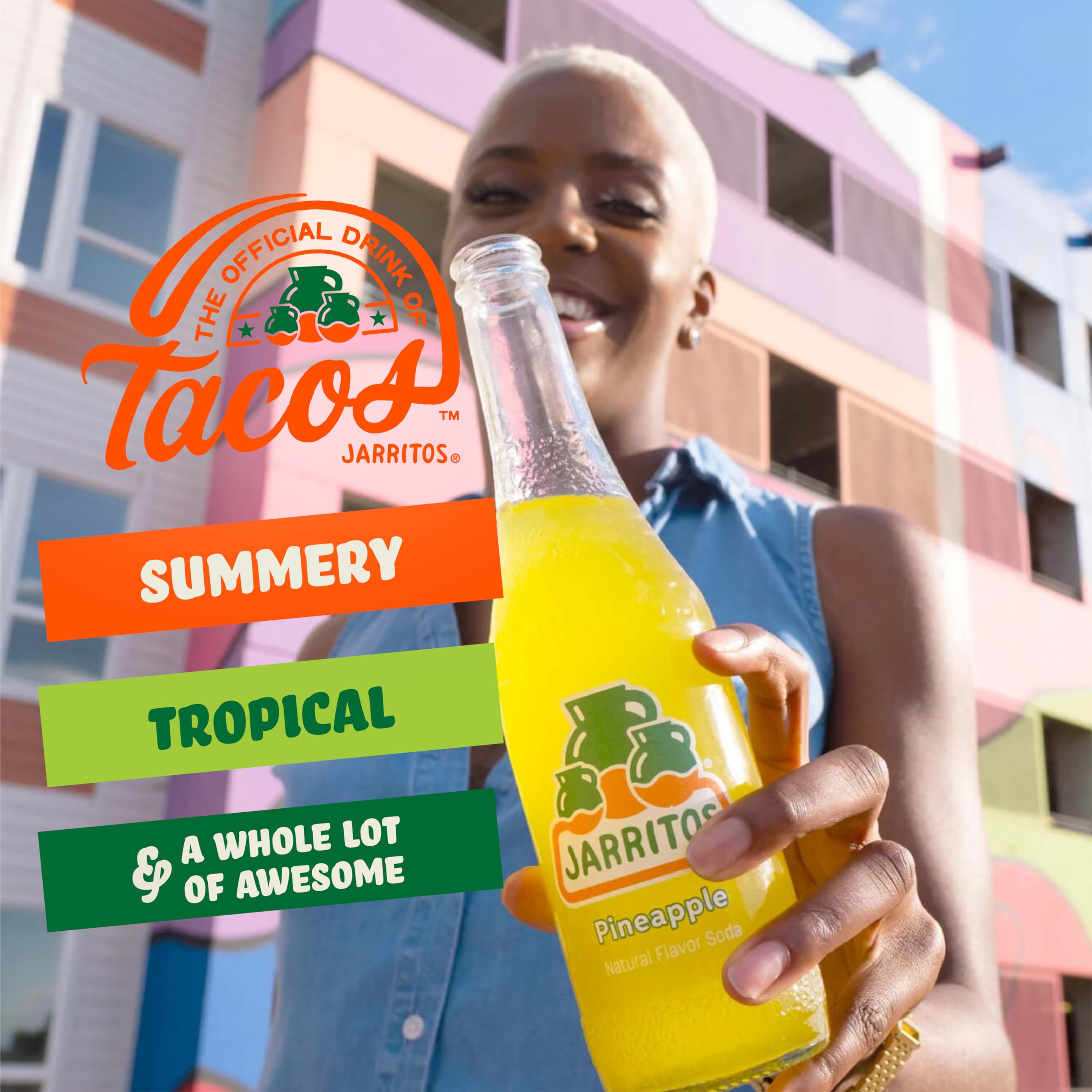Jarritos - Mexican Soda Soft Drinks, Lime (17.7 oz, 524ml) 24 Bottles - Made with Real Cane Sugar - 0g Fat - Made in Mexico - Natural Flavor Soda Pop - Party & BBQ Beverages