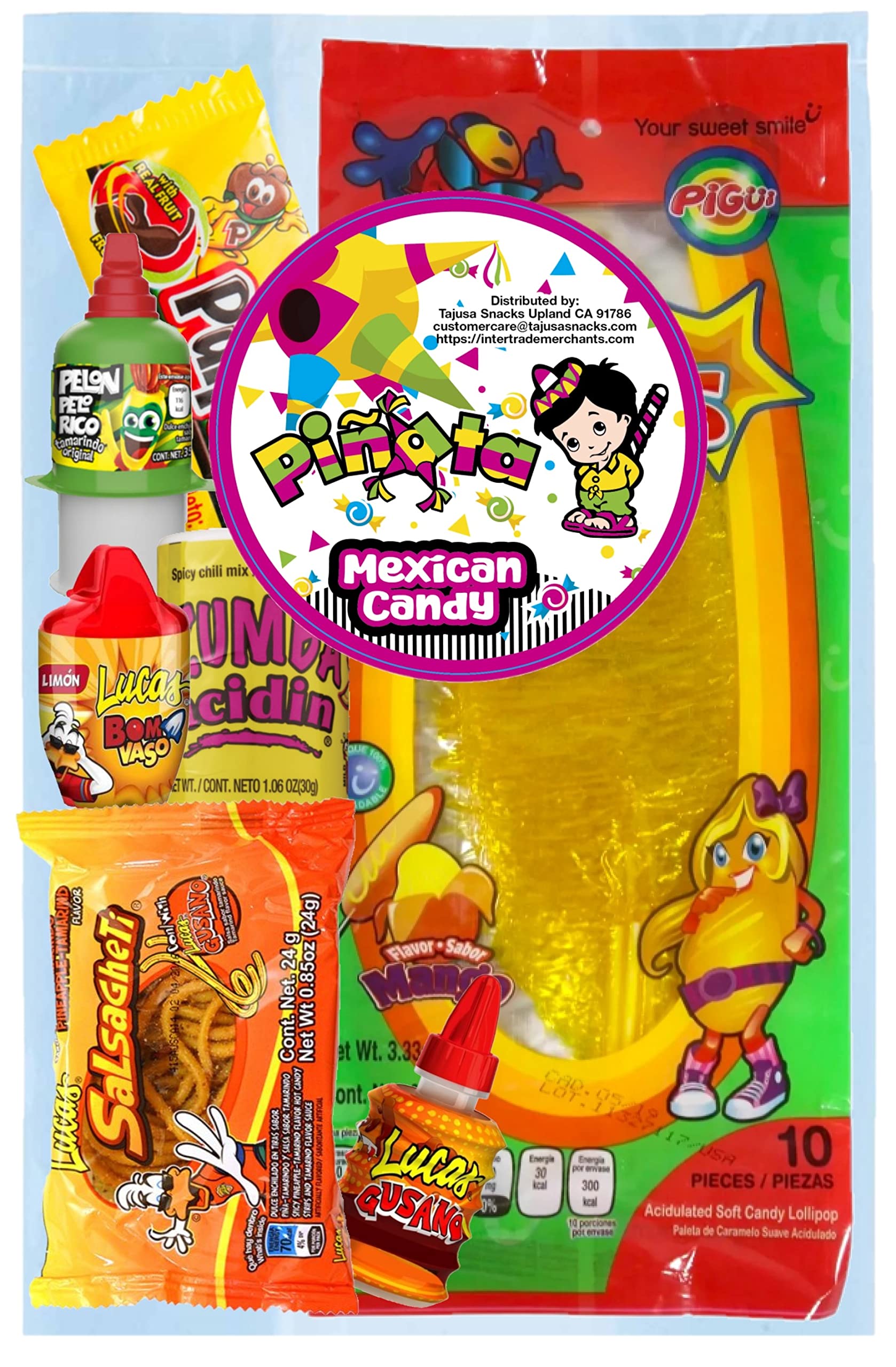 Pinata Mexican Candy Box (Tik Tok Slap Pack Tamarindo (9.9 Ounces)(16 Pieces) Slaps Lollipop Candy DIY Kit