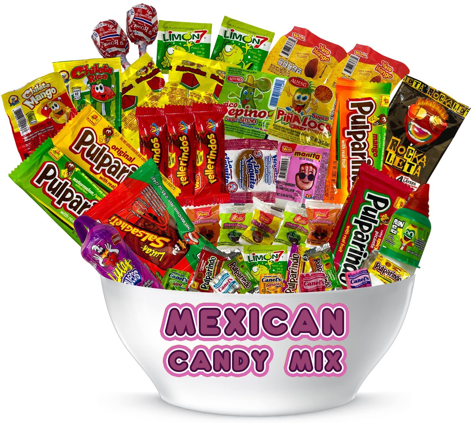 Mexican Candy Mix Dulces Mexicanos surtidos candy, Such as Sweet, Sour and Chili with Tangy taste of our Variety Pack (50 Count) by LookOn.