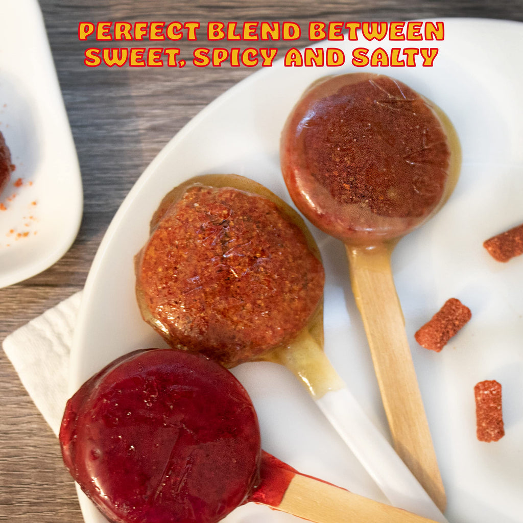 Zumba Rica Chamoy Chili Powder Lollipop 12pcs - Chamoy Lollipops with Chili Powder Cover with Caramel - Mexican Lollipop - Chamoy Candy - Mexican Suckers with Chili Powder - Mexican Candy