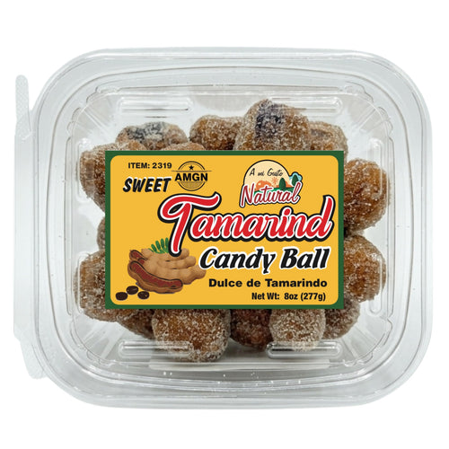 A Mi Gusto Natural Chili Tamarind Candy Balls, 8 oz – Sweet Tamarind Candy with Chili & Simple Ingredients, Resealable Container