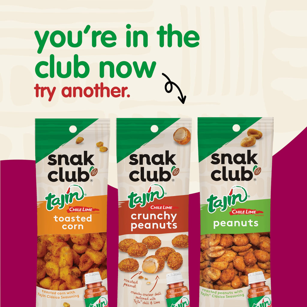 Snak Club Tajin Gummy Candy Fruit Rings, Gummies with Chili and Lime Seasoning, Mild Spice, Gluten-Free and Vegan Snacks, Assorted Variety, Mango, Pineapple, Peach, Watermelon, Snack Size 12 Pack