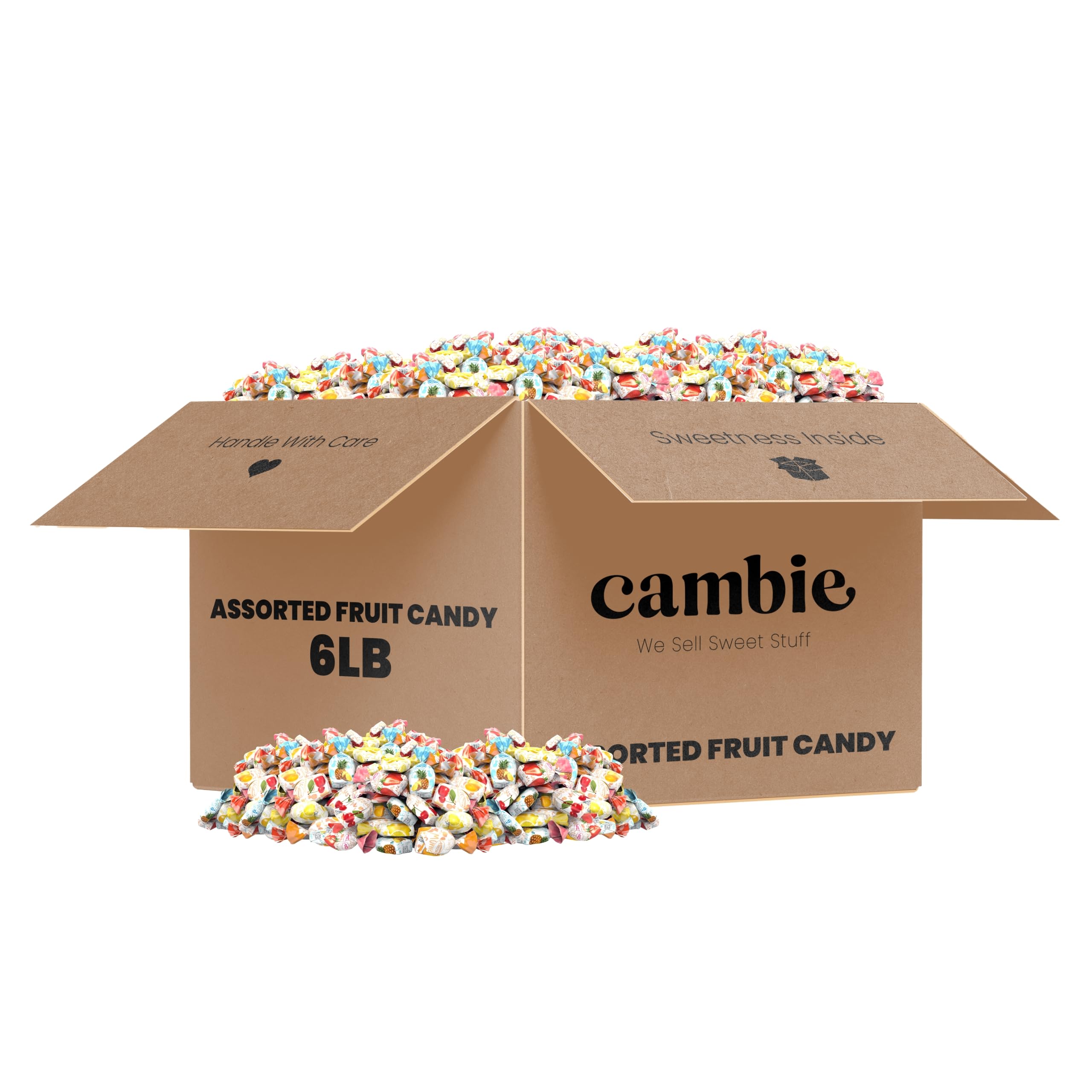 Strawberry Hard Candy Individually Wrapped by Cambie, 2 lbs of Strawberry Candy with a Deliciously Sweet Hard Exterior with a Soft, Fruit-Filled Center
