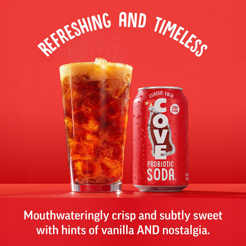 Cove Prebiotic Soda Soft Drinks with Zero Sugar - Refreshing Healthy Soda Alternative with 4g of Fiber for Digestive Support - Natural, Caffeine Free Sparkling Beverage - Frozen Favorites, 12 Pack