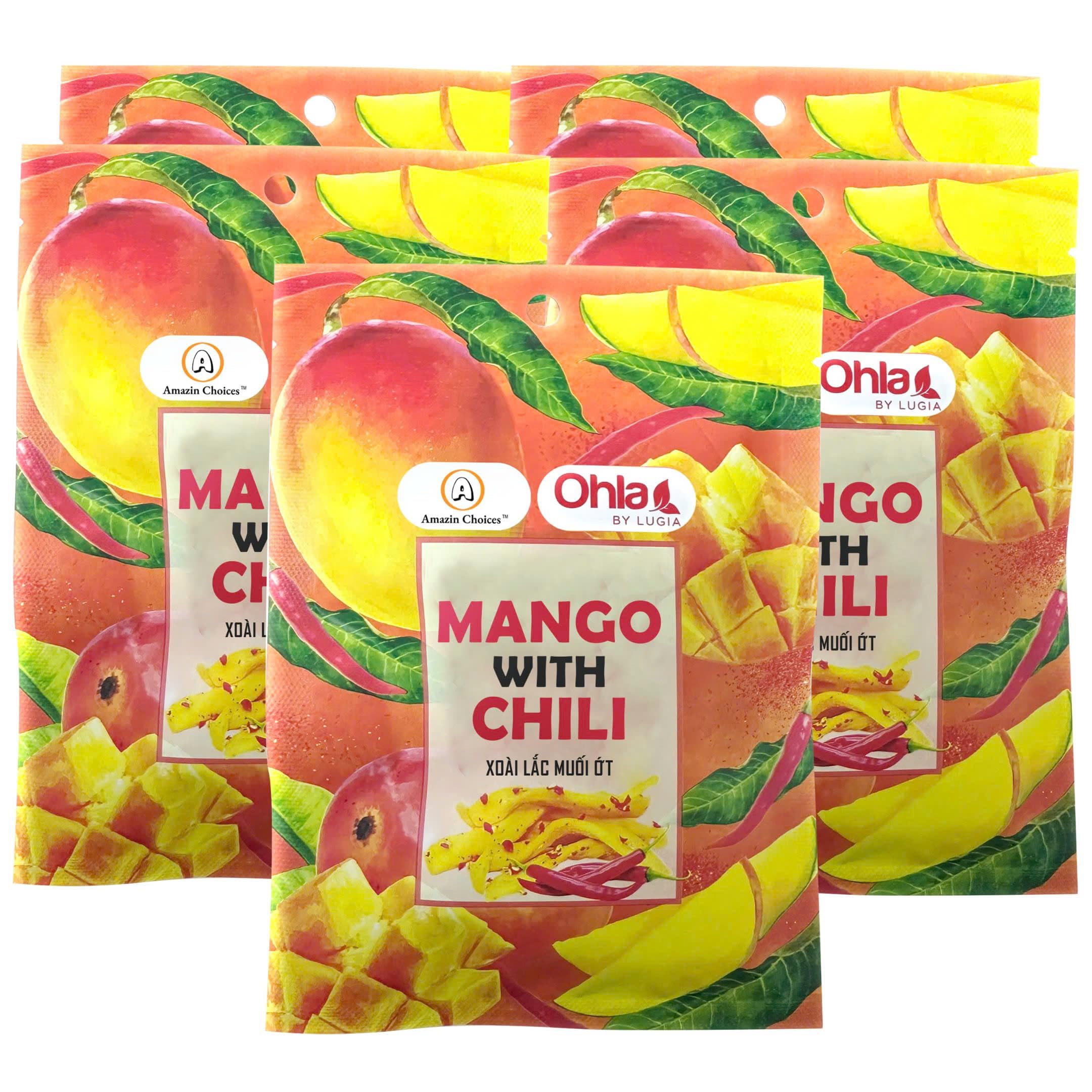 Spicy Dried Mango with Chili By Amazin Choices – Vegan Sweet & Hot Fruit Snacks, Non-GMO Dry Chamoy Mangoes Slices, Candy Bites, Gluten-Free Chili Snack Pack of 3 (1.76 oz x3)