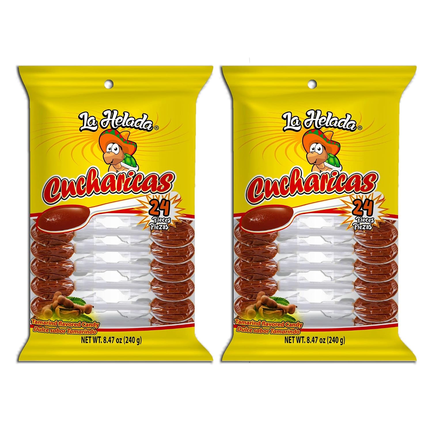 La Helada Cucharica - 2 Party Bag (24ct) - Tamarind Spoons - Tamarind Candy - Mexican Candy - Piñata Filler - Party Favors