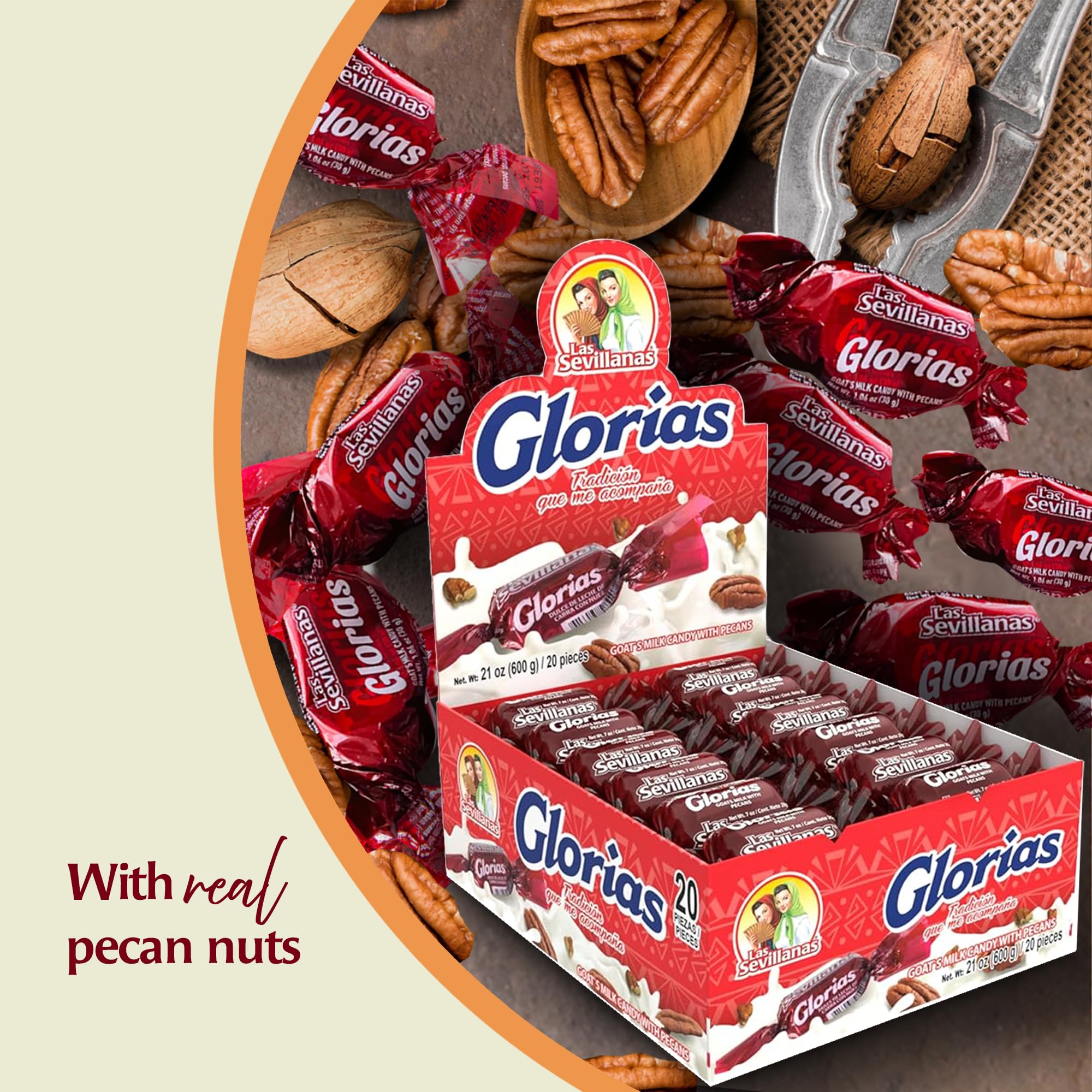 weight: Gloria Chewy Dulce de Leche Candy Bag with Pecans – Traditional Mexican & Latin Candy - Sweet Snack Treats - Arequipe, Cajeta, Caramel Sauce - Perfect for Desserts, Snacks, and Parties -21.16 Oz