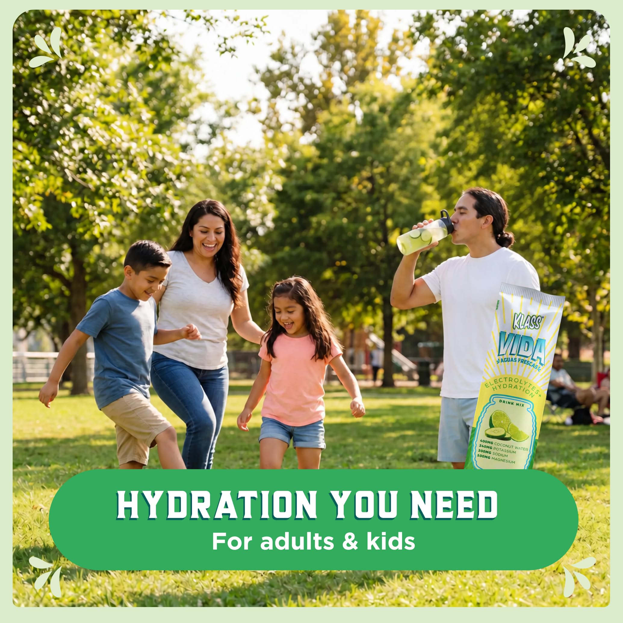 KLASS VIDA Daily Hydration Pineapple Agua Fresca Electrolyte Powder Packets | Sugar Free Electrolyte Drink Mix | Hydration Packets with Coconut Water & Minerals | 15 Stick Packs