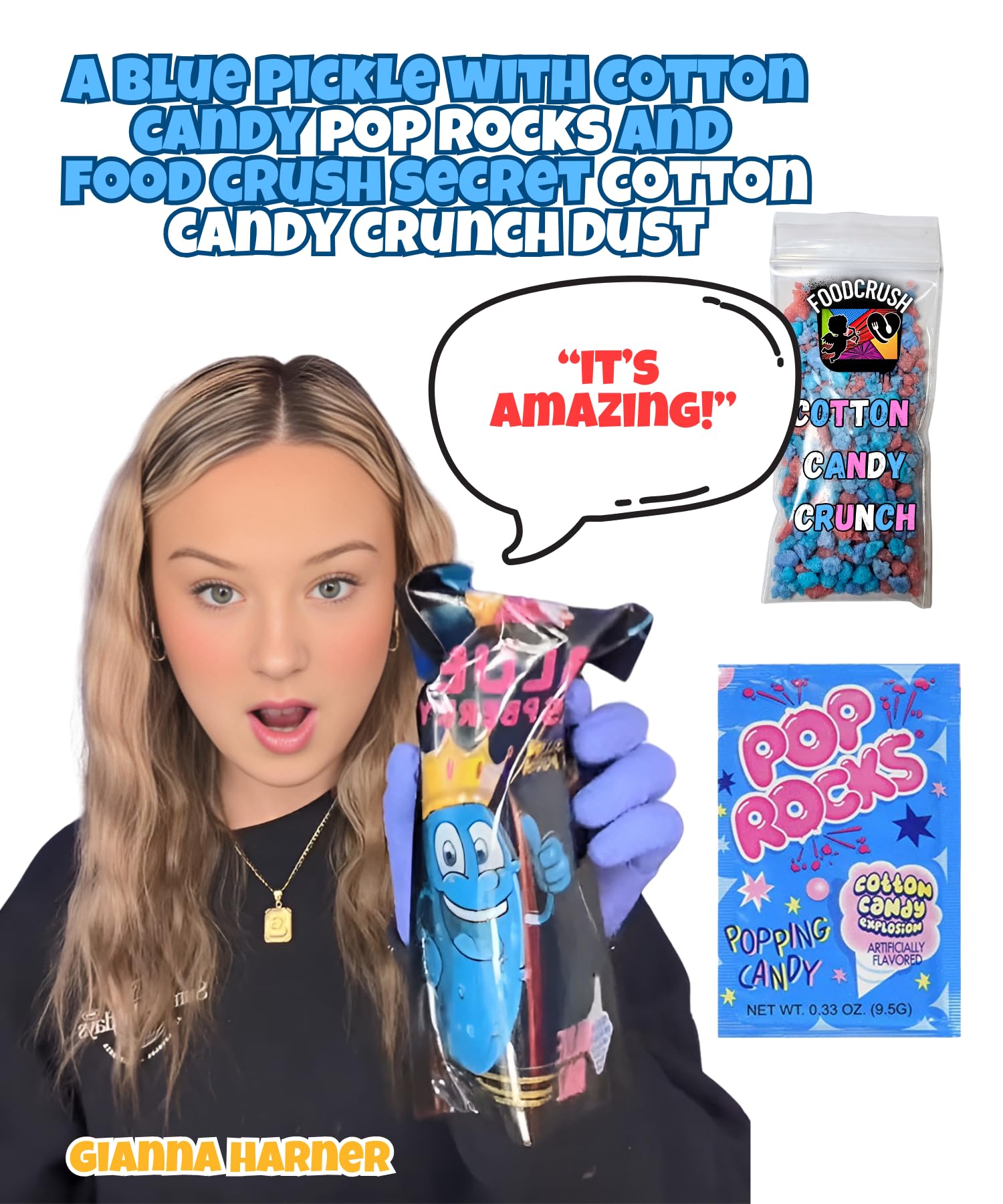 Cotton Candy Pickle Kit Gift Box From Tiktok-With Cotton Candy Crunch, Pop Rocks, Lucas Gusano Chamoy, Skwinkles, gifts for kids teen girls boys