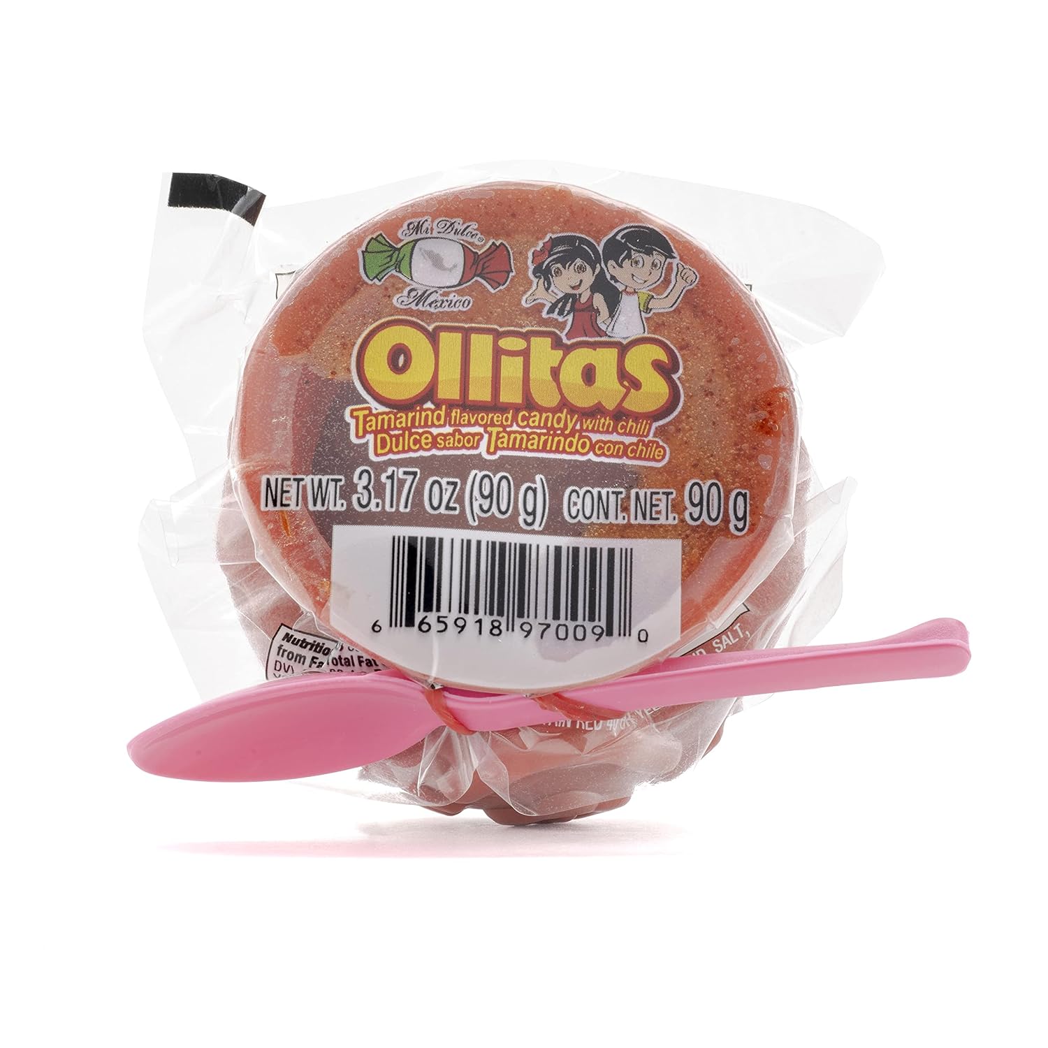 MDM OLLITAS Soft Tamarind flavored candy w/chili in plastic pot 6ct 1b 3.04oz (540g)