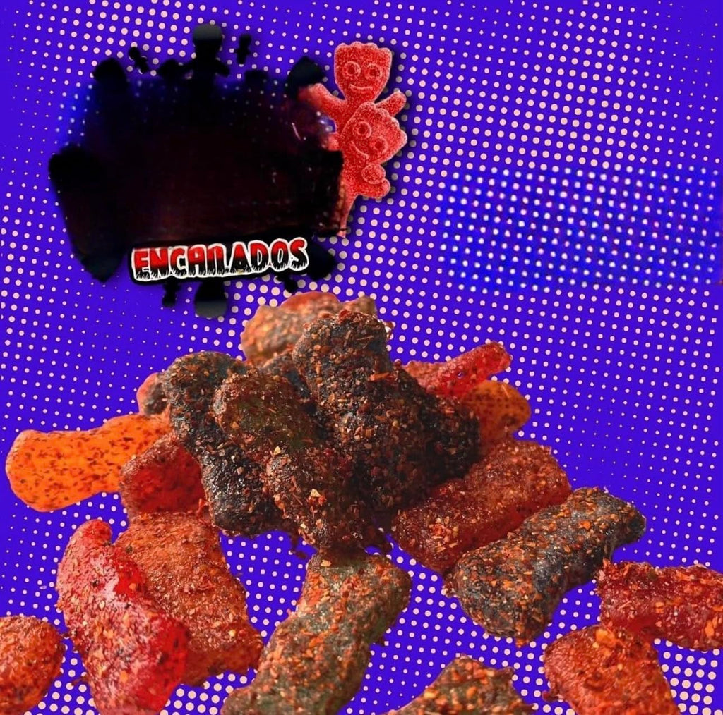 bloody sour kiddos gummys mexican dulces enchilados w/chamoy dip 11oz