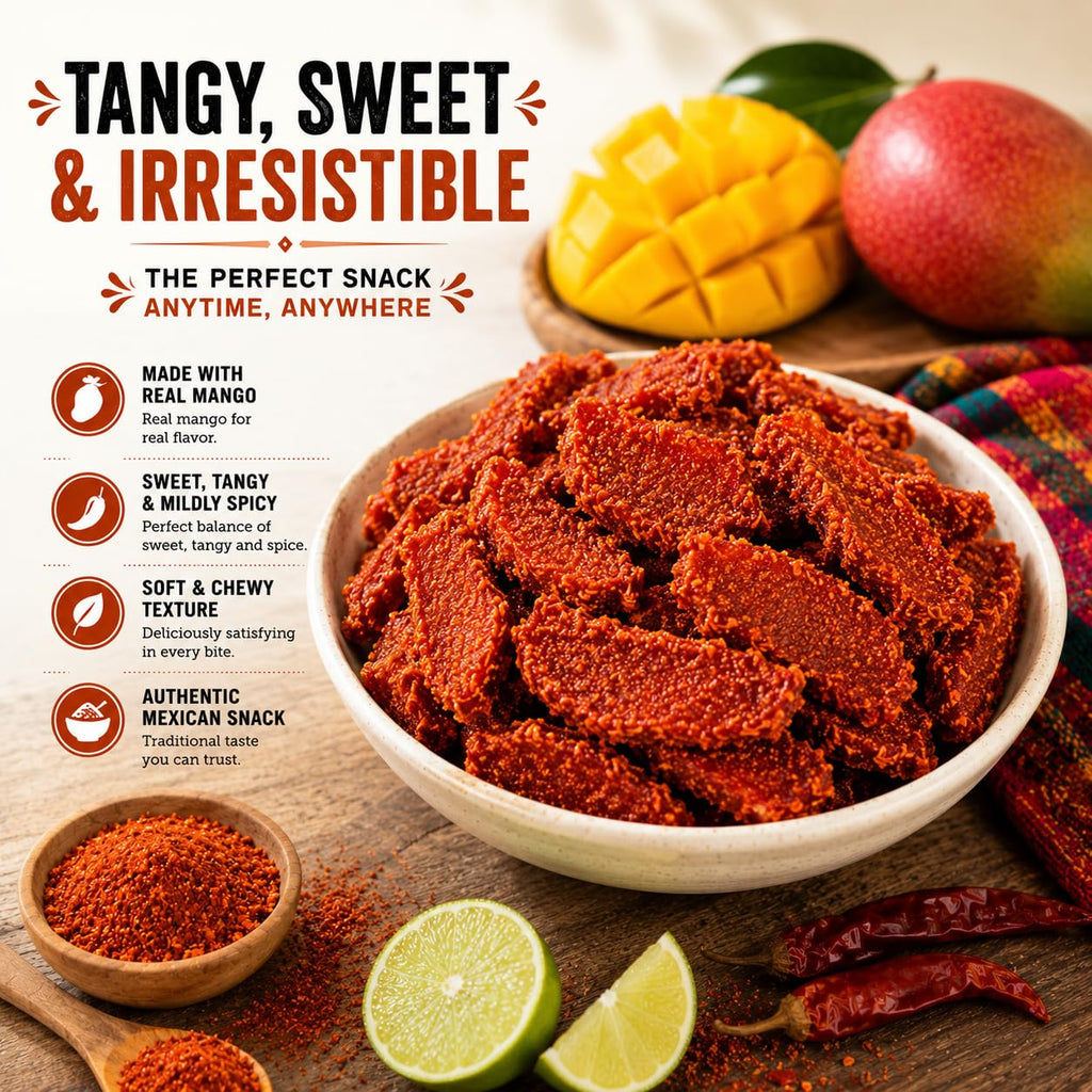 Chamoy Mango Slices – Spicy & Tangy Dried Fruit Snack – Authentic Mexican Treat – Natural Dried Mango with Chamoy Flavor – by New to Town (16 Ounce (1LB))