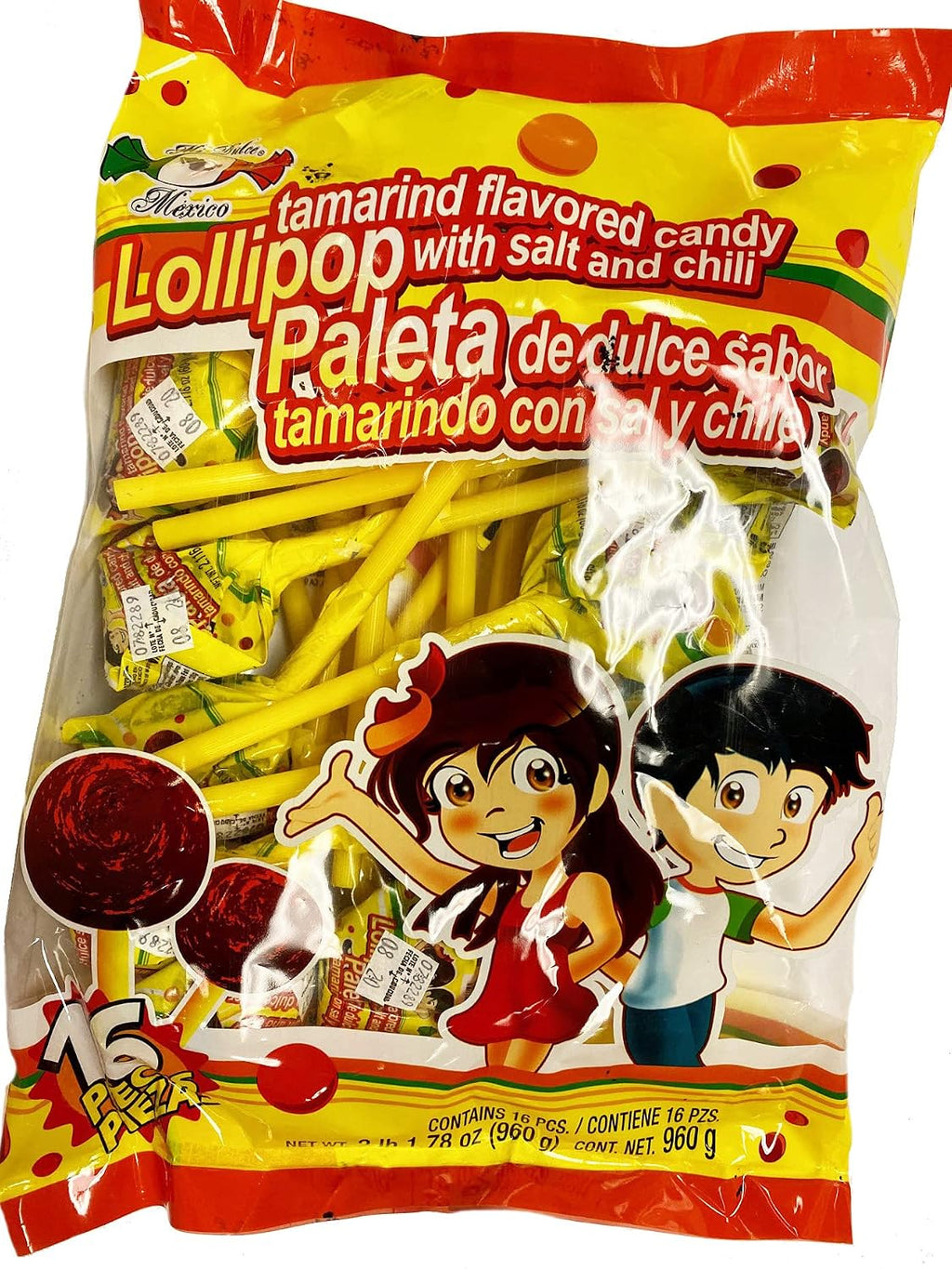 MDM TAMARINDO FLAVORED LOLLIPOPS w SALT/CHILI 2LB 1.78OZ BAG