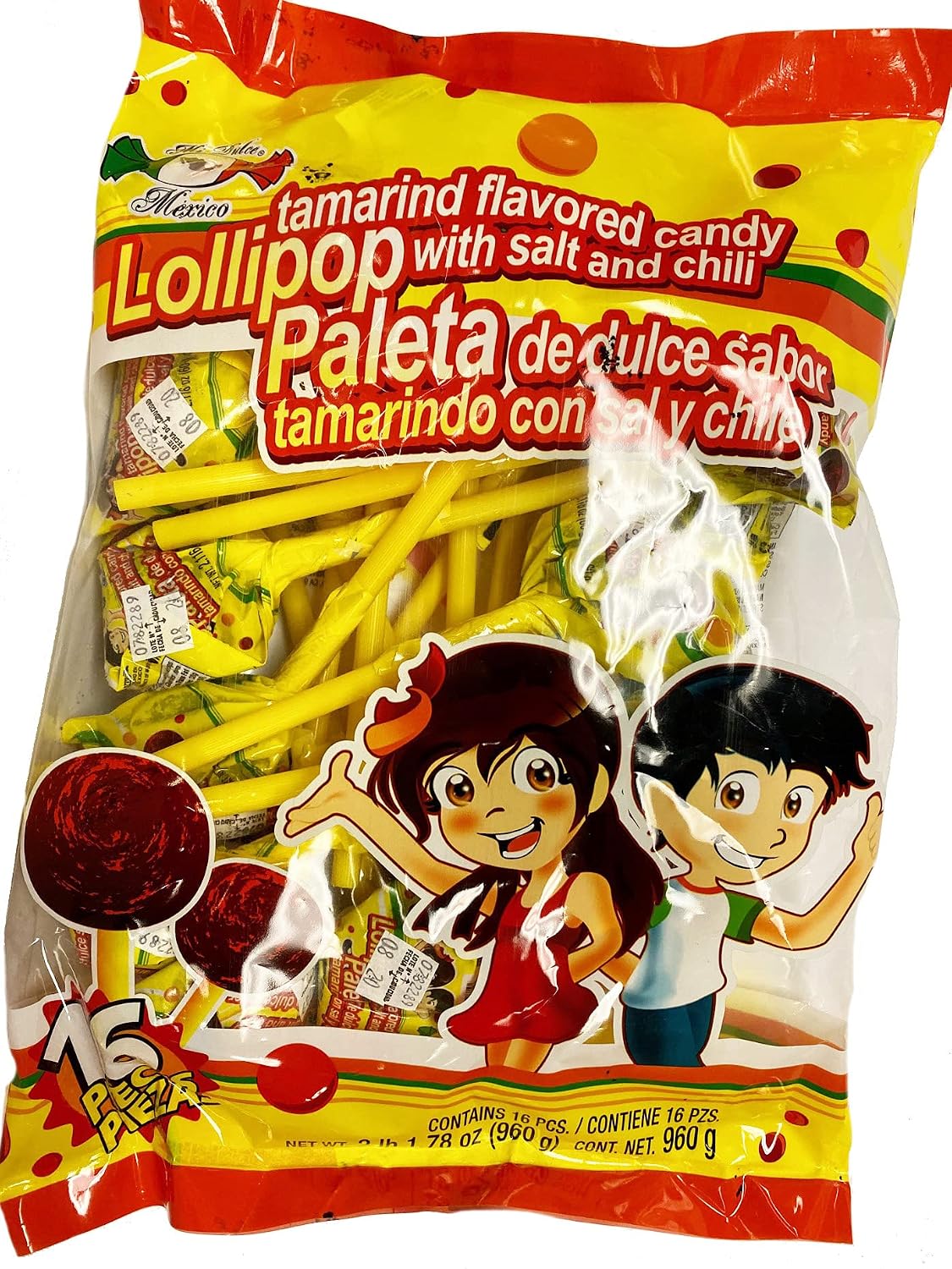 MDM TAMARINDO FLAVORED LOLLIPOPS w SALT/CHILI 2LB 1.78OZ BAG