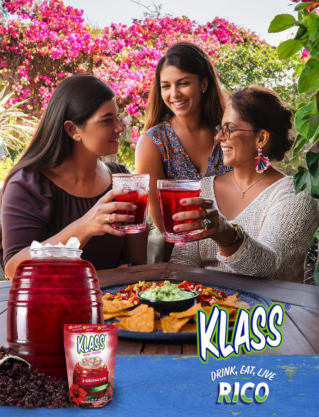 Klass Aguas Frescas Drink Mix Mexican Variety Pack - Horchata Limeade Hibiscus & Tamarind - Powder Drink Mix, Water Drink Mix with Natural Flavors & Vitamin C, Makes 28 to 36 Quarts (56 to 72 Drinks)