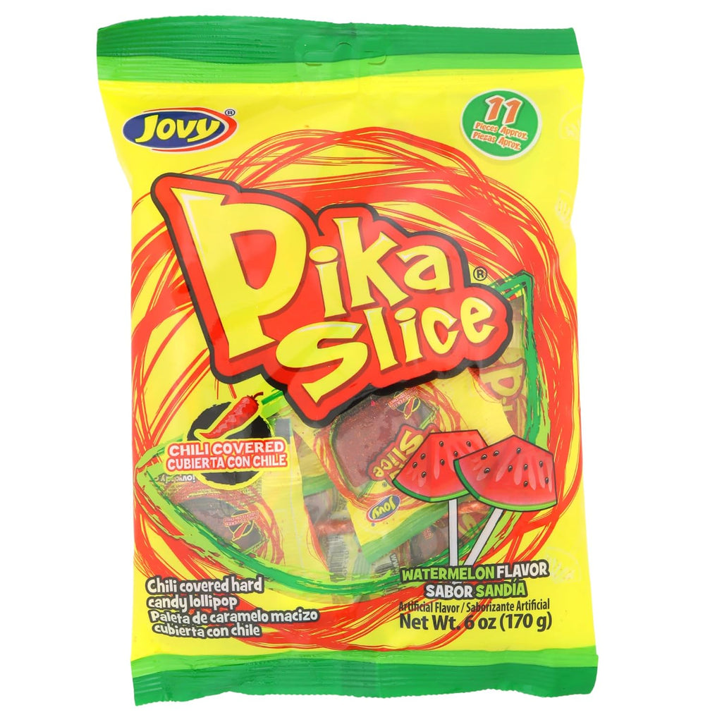Watermelon Chili Lollipops, Individually Wrapped Mexican Suckers, Pinata Candy and Party Favors, Swirl Sticker Included, 6 Ounce Bags, (Pack of 2)