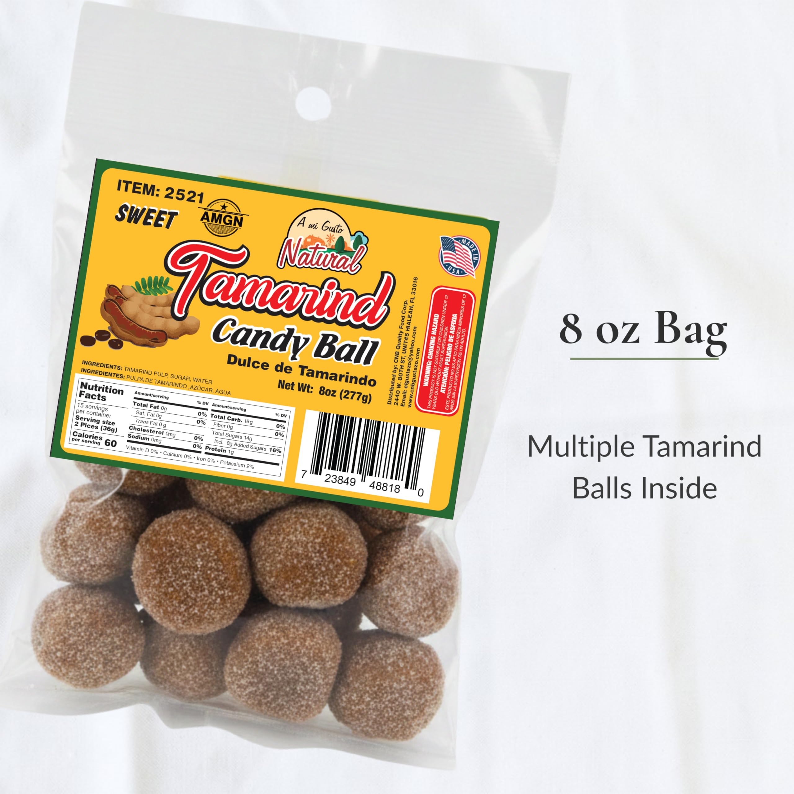 A Mi Gusto Natural Spicy Tamarind Candy Balls, 8 oz – Tamarind Candy with Chili Made with Simple Ingredients