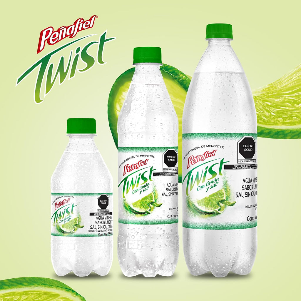 Peñafiel Twist Limón, Botella Pet, 1 litro, 12 piezas