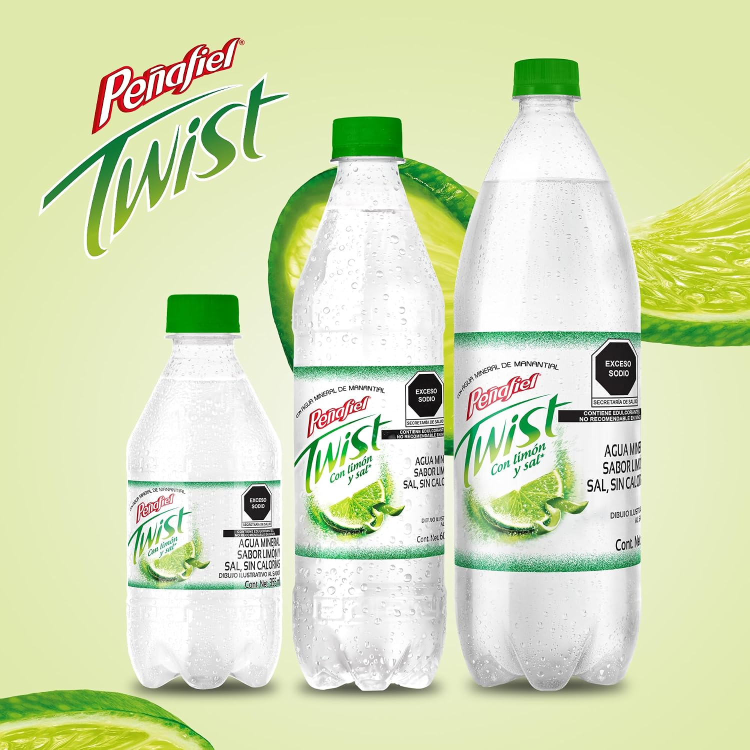 Peñafiel Twist Limón, Botella Pet, 1 litro, 12 piezas