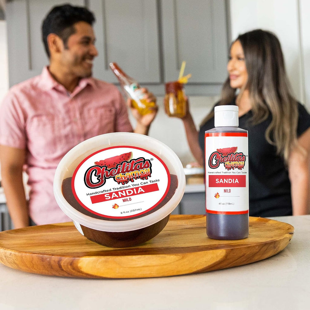 Cheilitas Chamoy All Natural Mexican Rim Candy Dip | Sandia Grab & Go Bottle | Hand Crafted for Drinks, Cocktails, Micheladas, Beer and More