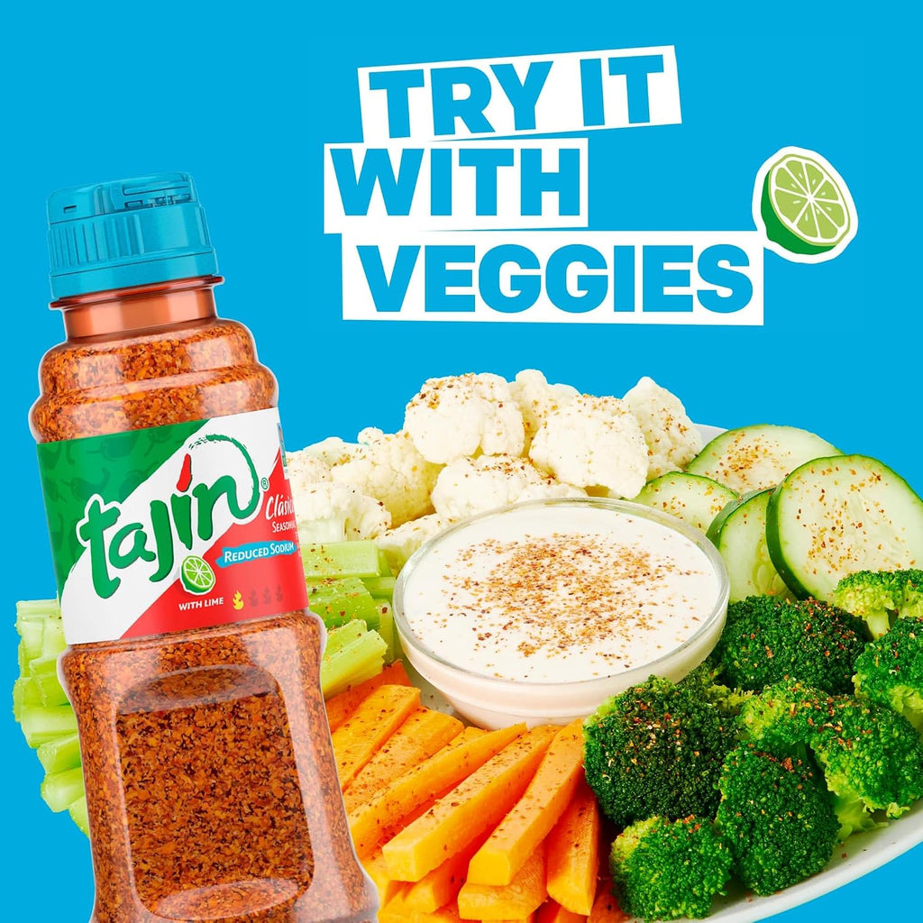 Tajin Clásico Reduced Sodium Seasoning, Authentic Mexican Chile Lime Spice Blend for Fruit, Vegetables, Salad Bowls, Avocado, Cucumber, and Fresh Produce, Zesty Flavor Enhancer, 5 oz, (Pack of 1)